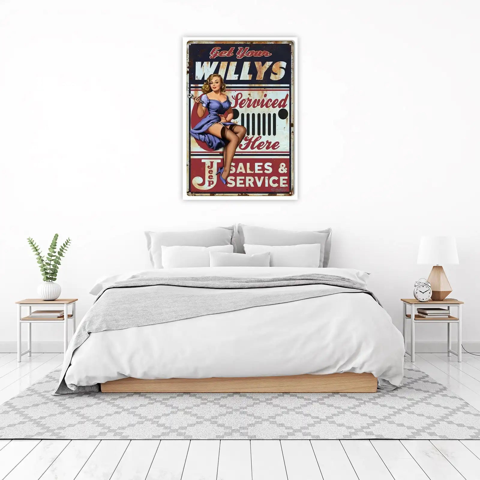 Vintage Jeep Willys Pin-Up Garage Metal Wall Art Wall Art