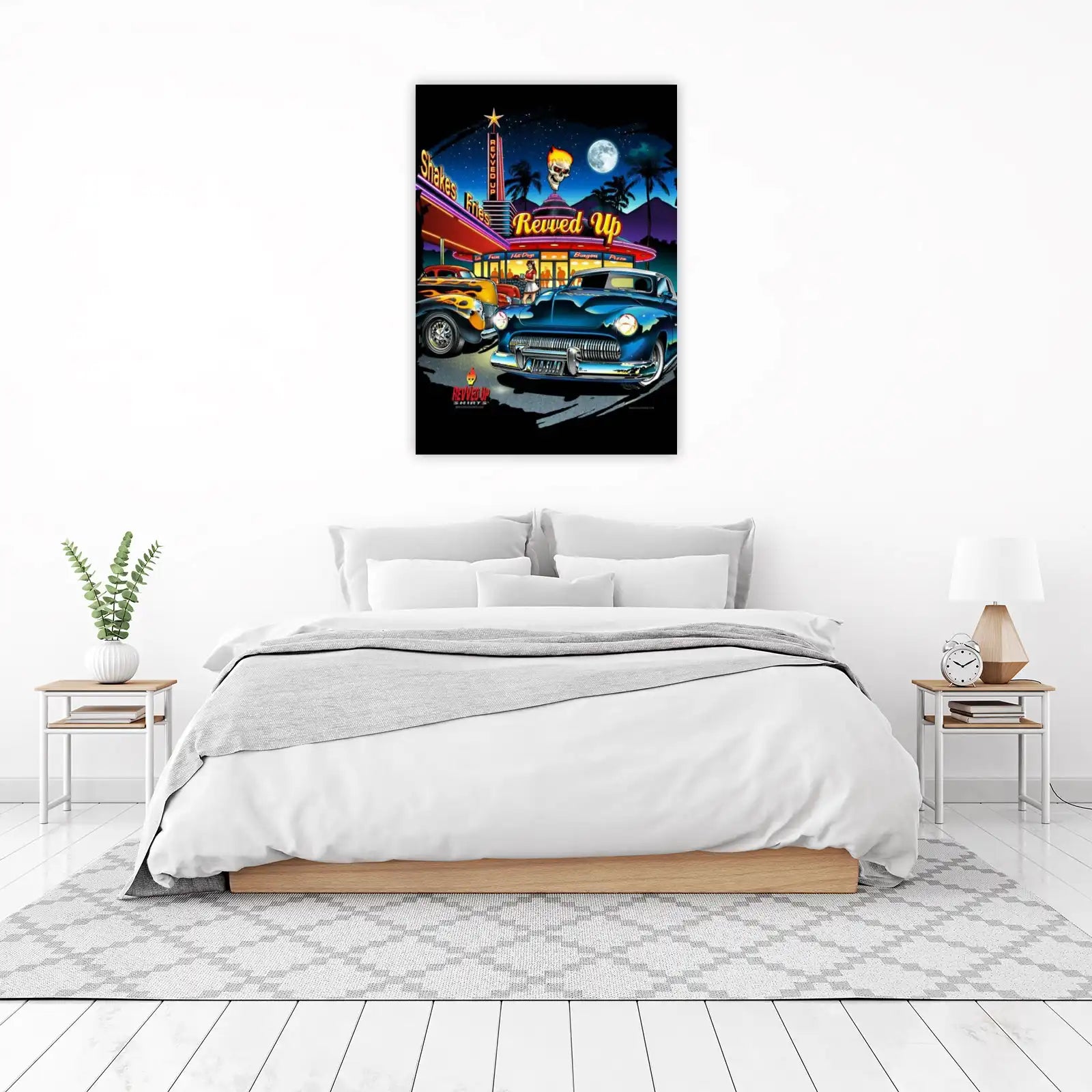 Retro Diner Skull Hot Rod Wall Art