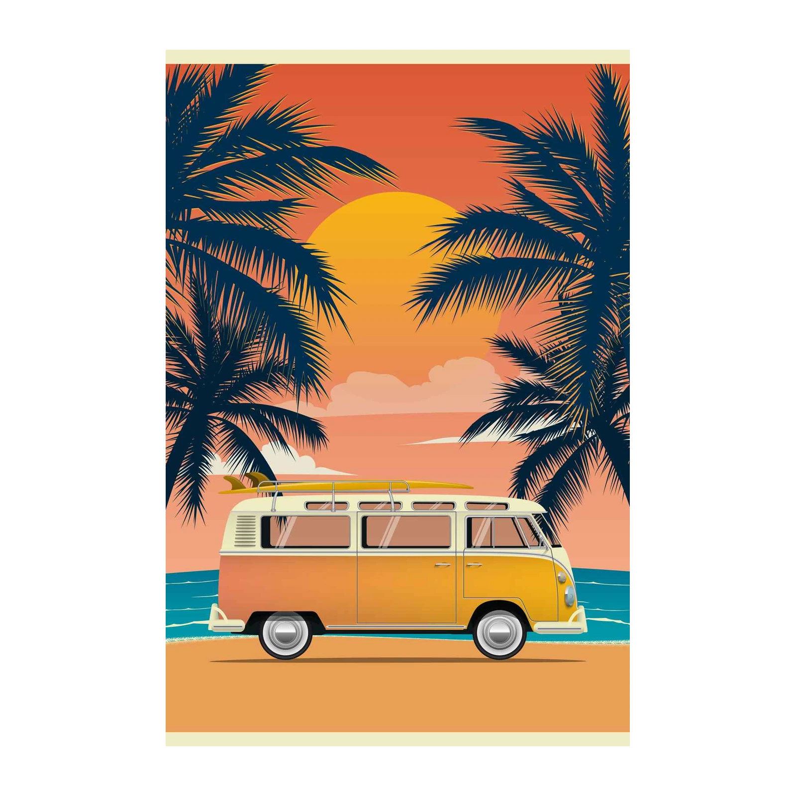 Retro Surf Van Sunset Wall Art