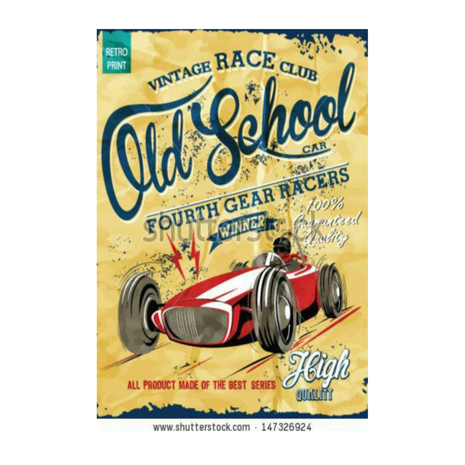 Retro Old School Race Car Wall Art