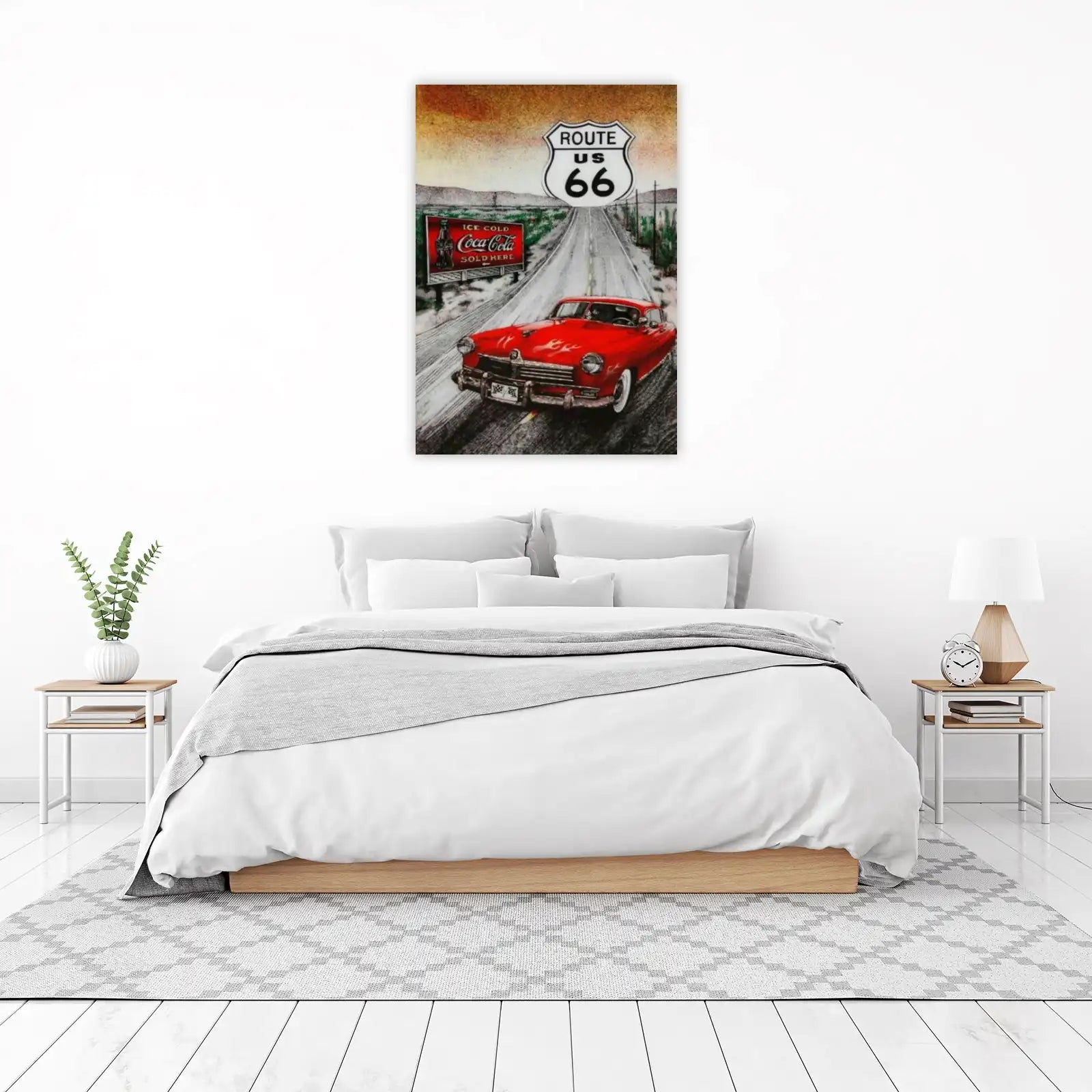 Vintage Route 66 Hot Rod Coca-Cola Wall Art