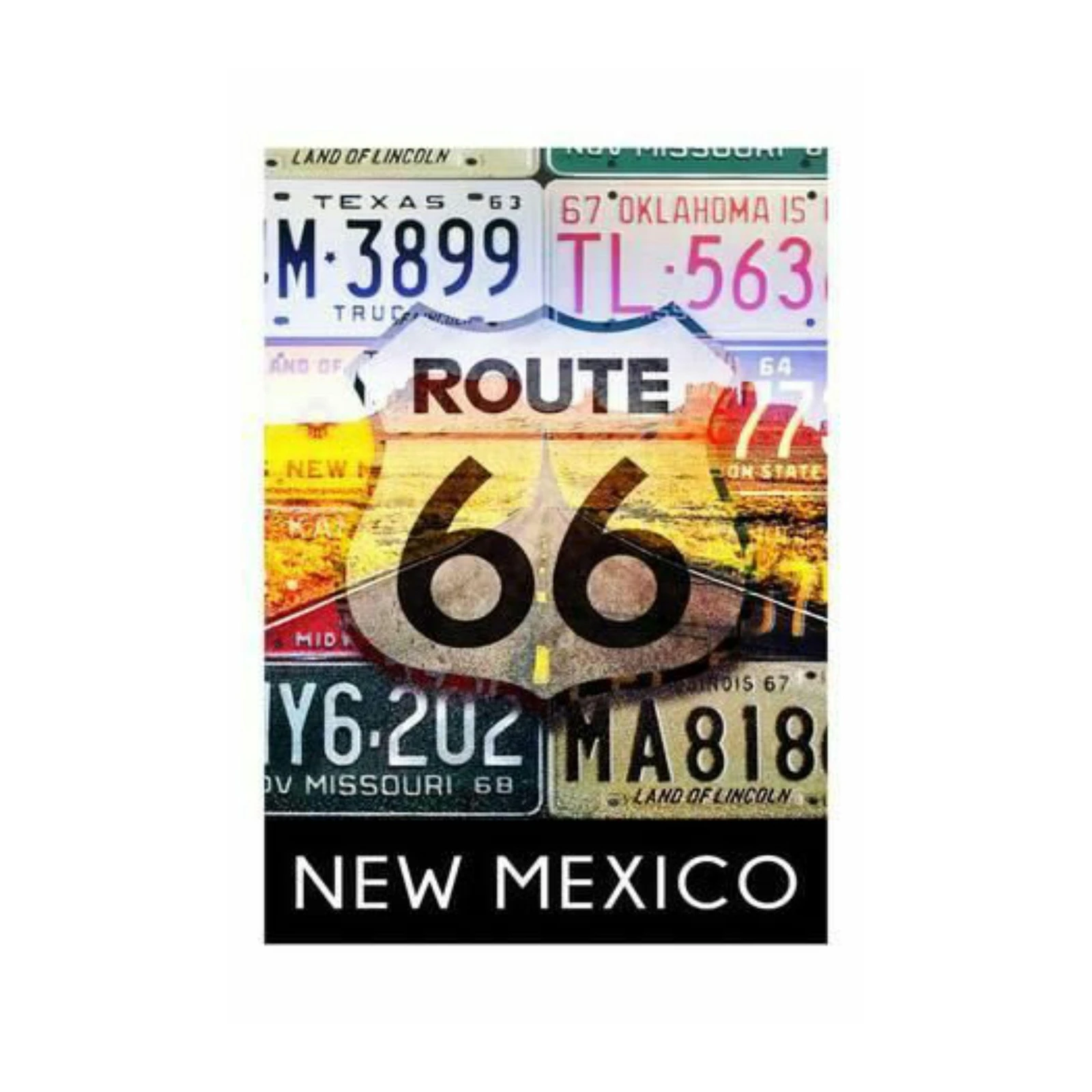 Route 66 Vintage License Plate Collage Wall Art