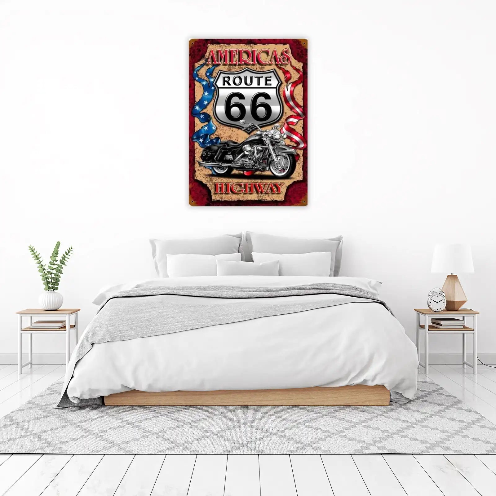American Route 66 Motorcycle Metal Wall Art