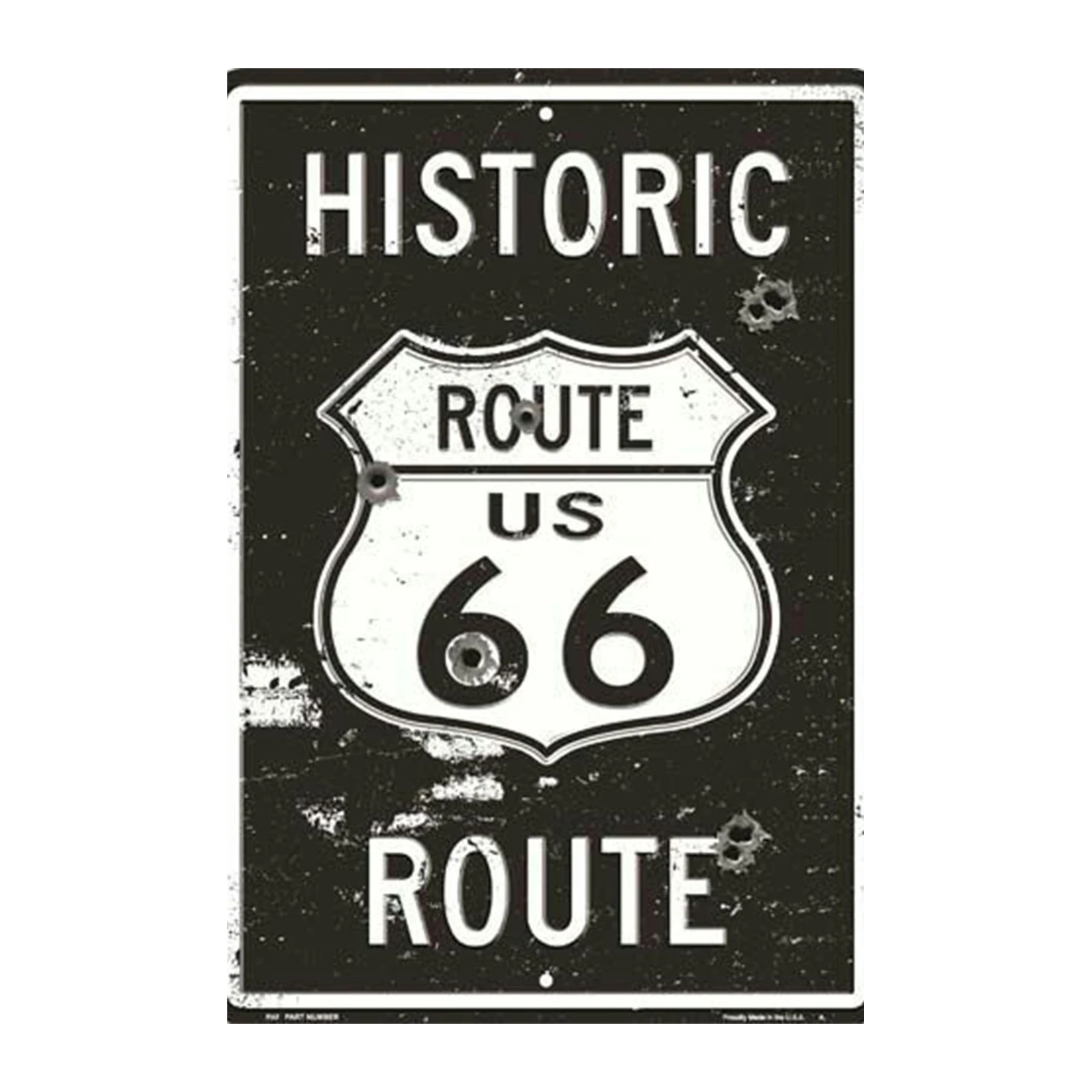 Retro Route 66 Bullet Hole Wall Art