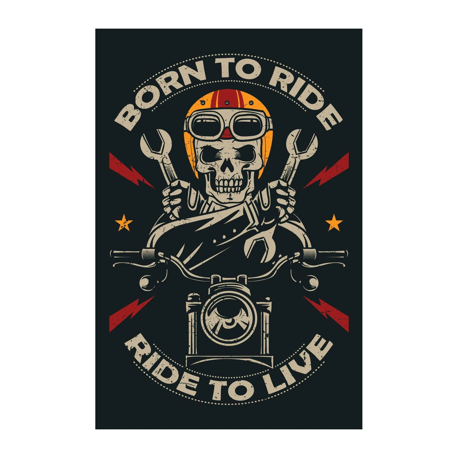 Born to Ride Skeleton Biker Wall Art