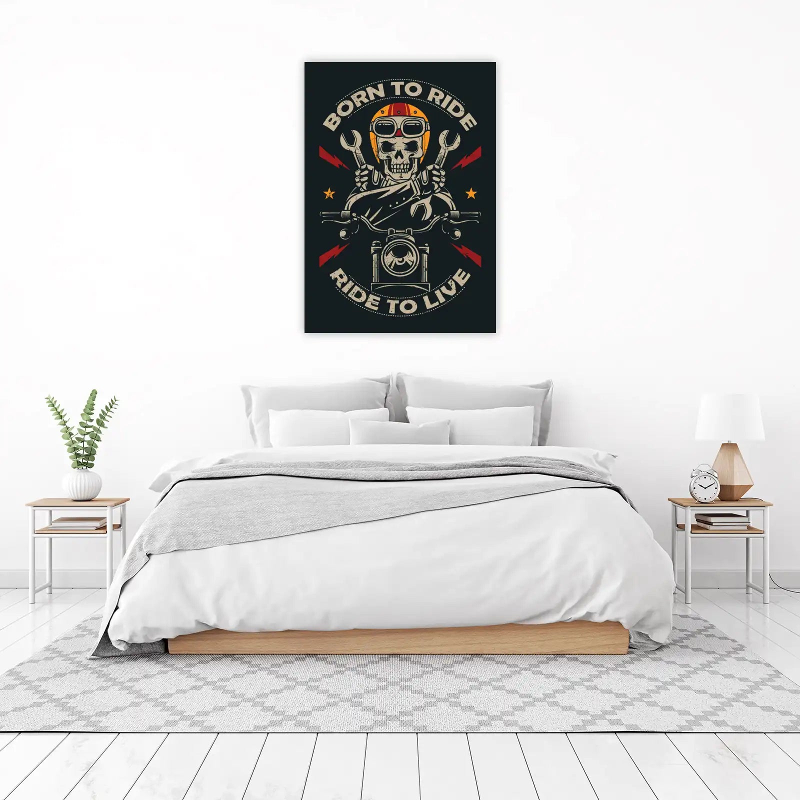 Born to Ride Skeleton Biker Wall Art