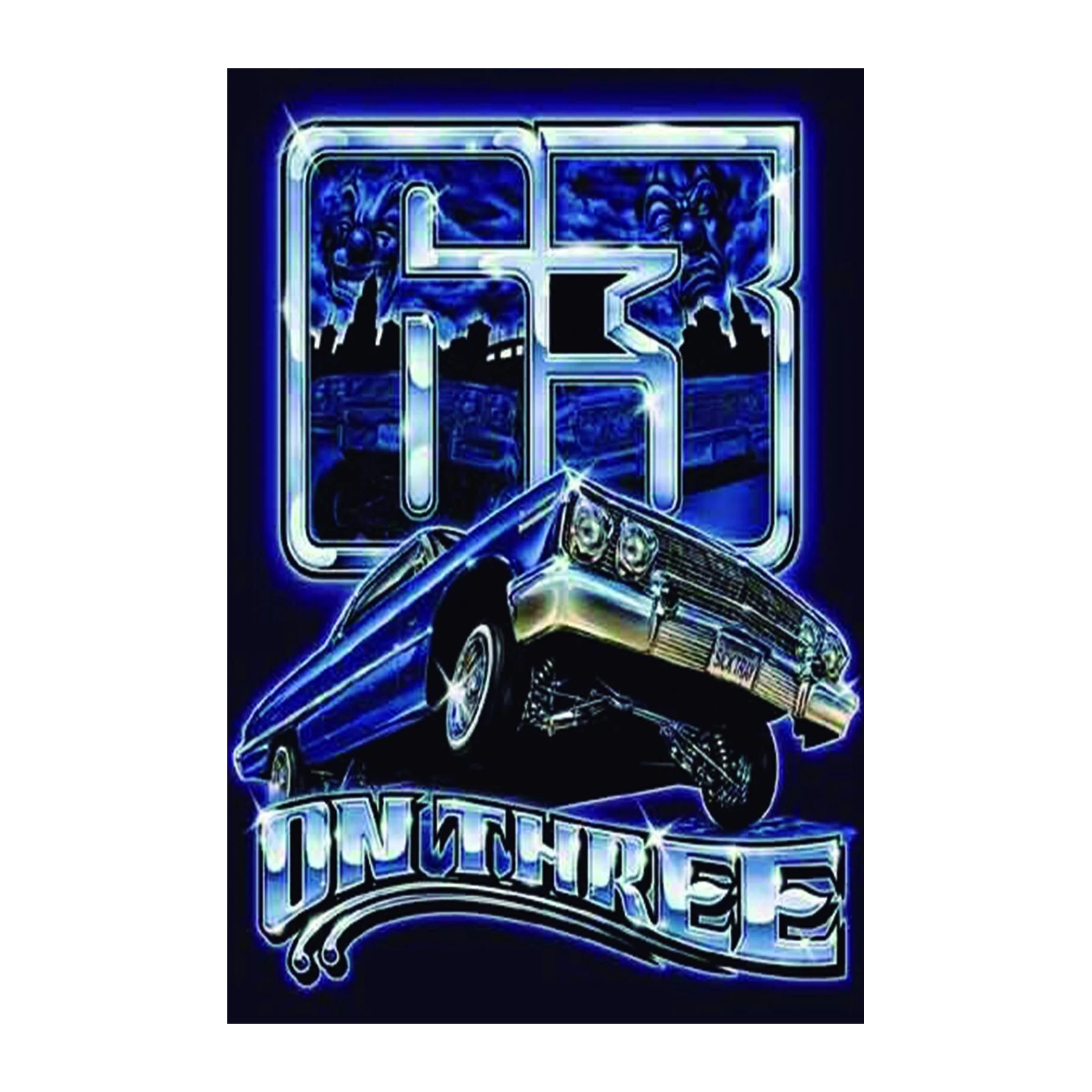 Lowrider "On Three" Blue Chrome Wall Art