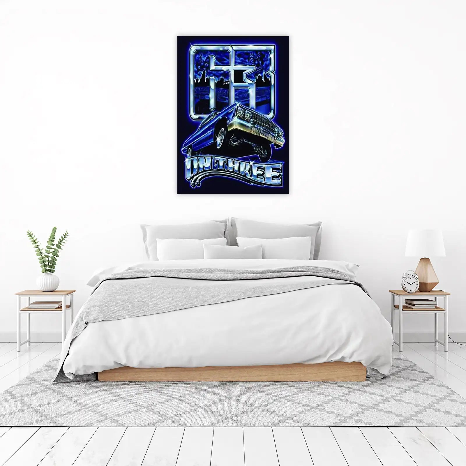 Lowrider "On Three" Blue Chrome Wall Art