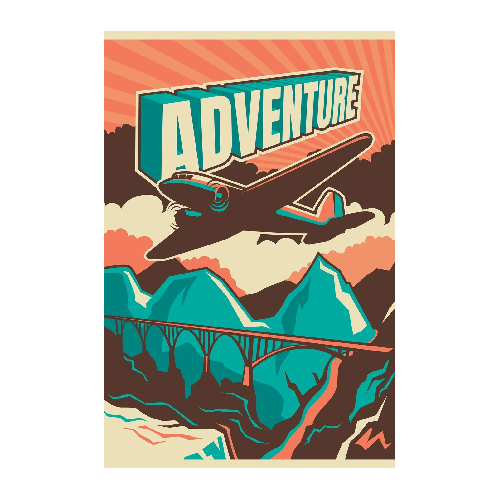 Vintage Adventure Airplane Travel Wall Art