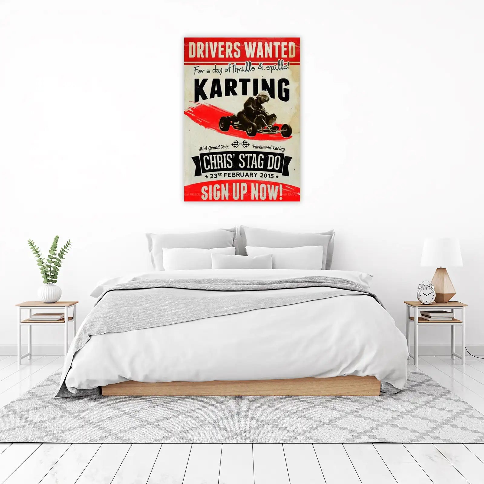 Retro Karting Stag Do Drivers Wanted Wall Art