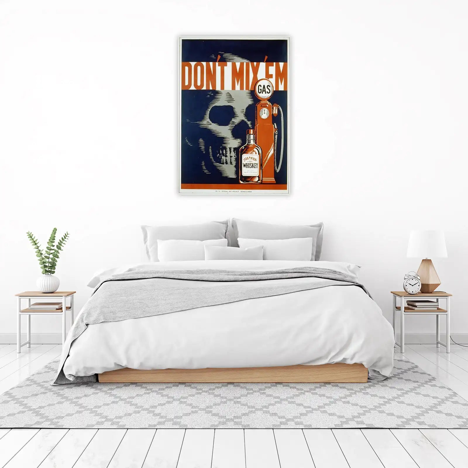 Vintage 'Don't Mix Em' Skull Gas Station Whiskey Wall Art
