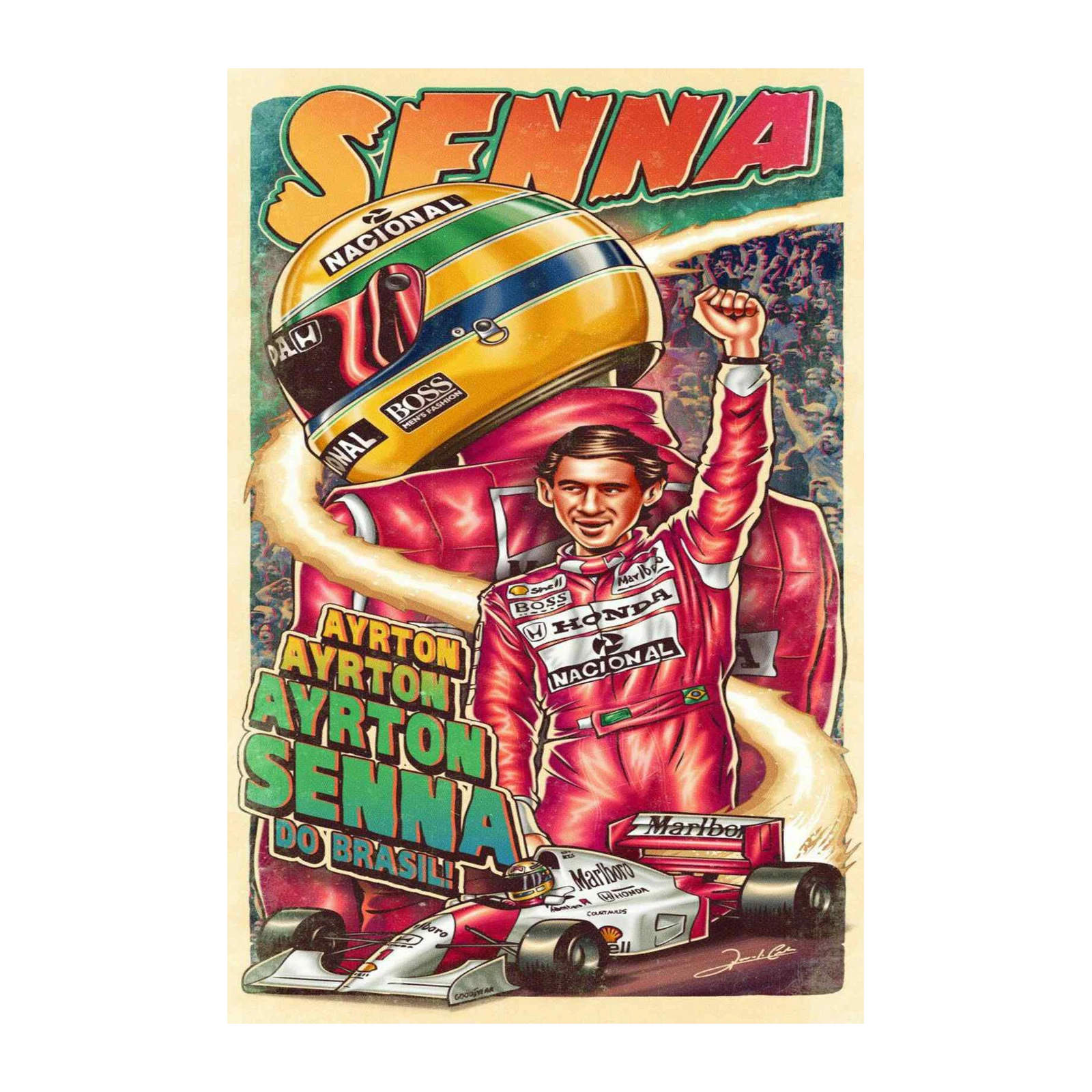 Ayrton Senna Vintage Racing Poster Wall Art