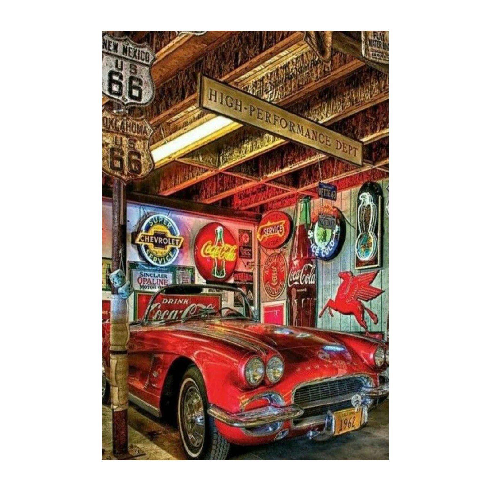 Vintage Americana Garage Scene Wall Art