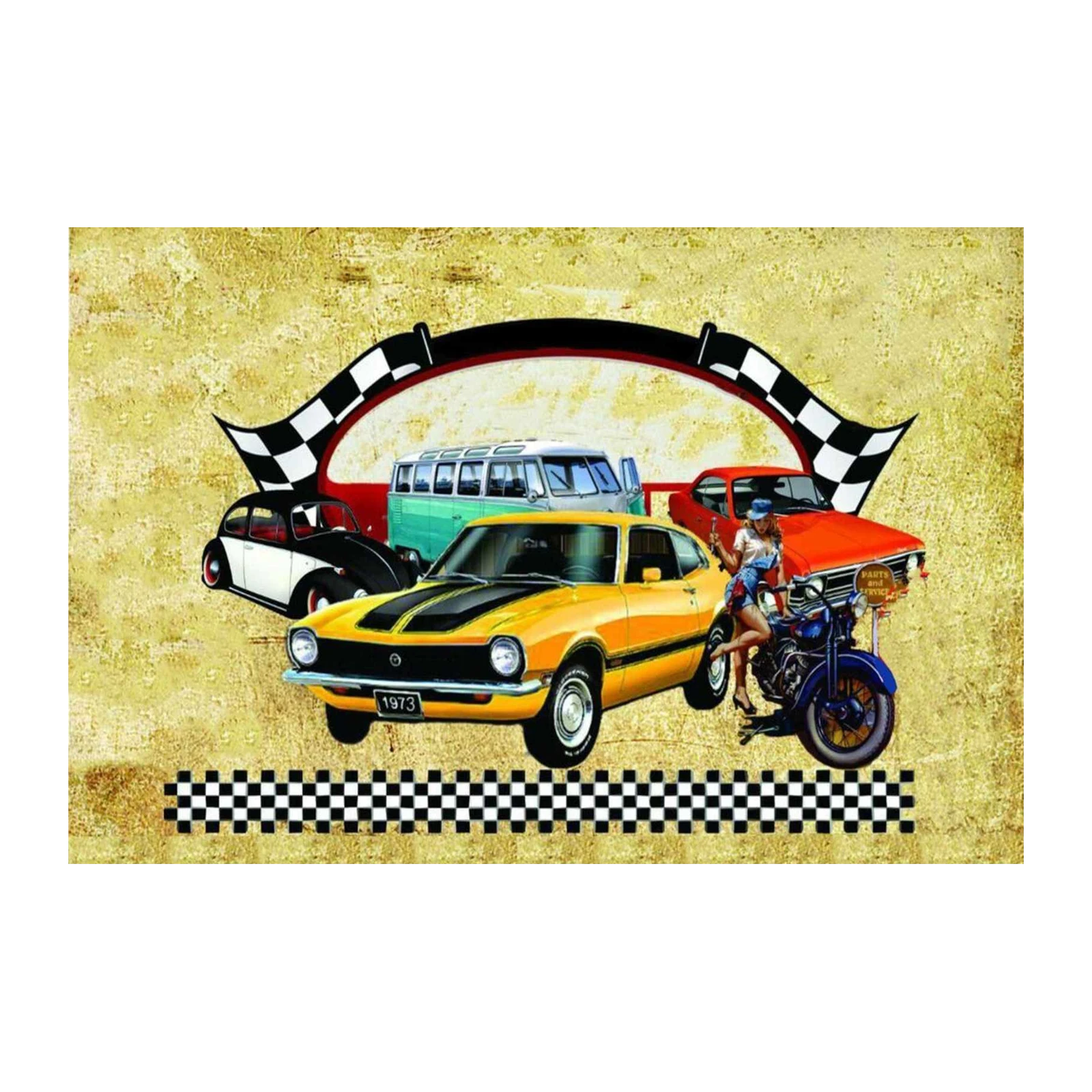 Retro Cars & Pin-Up Girl Wall Art