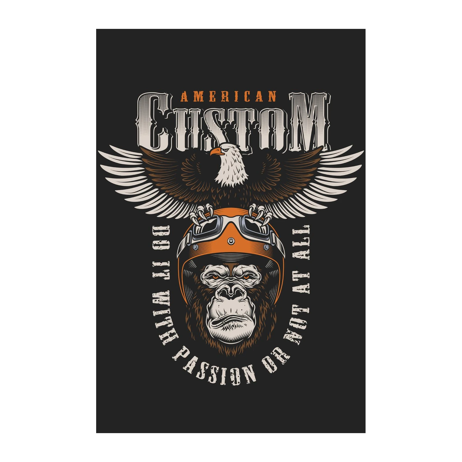 Gorilla Eagle Biker "American Custom" Wall Art