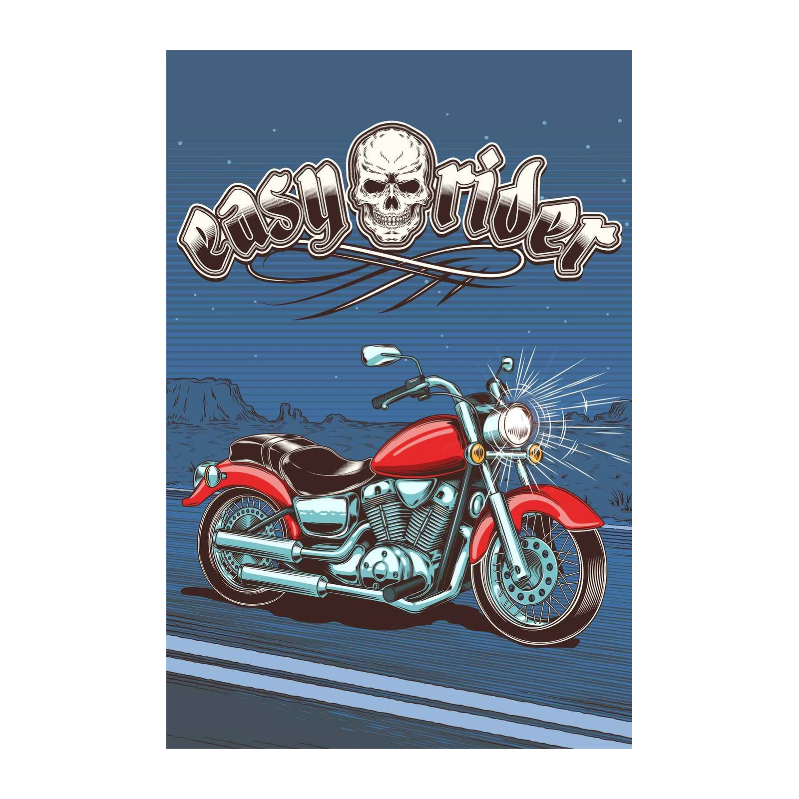 Vintage Motorcycle Skull Rider Wall Art