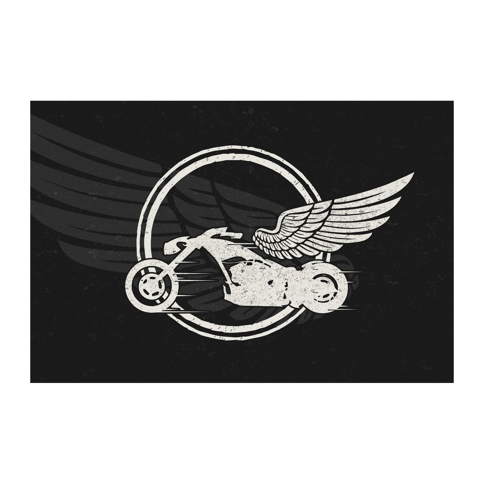Winged Motorcycle Emblem Wall Art