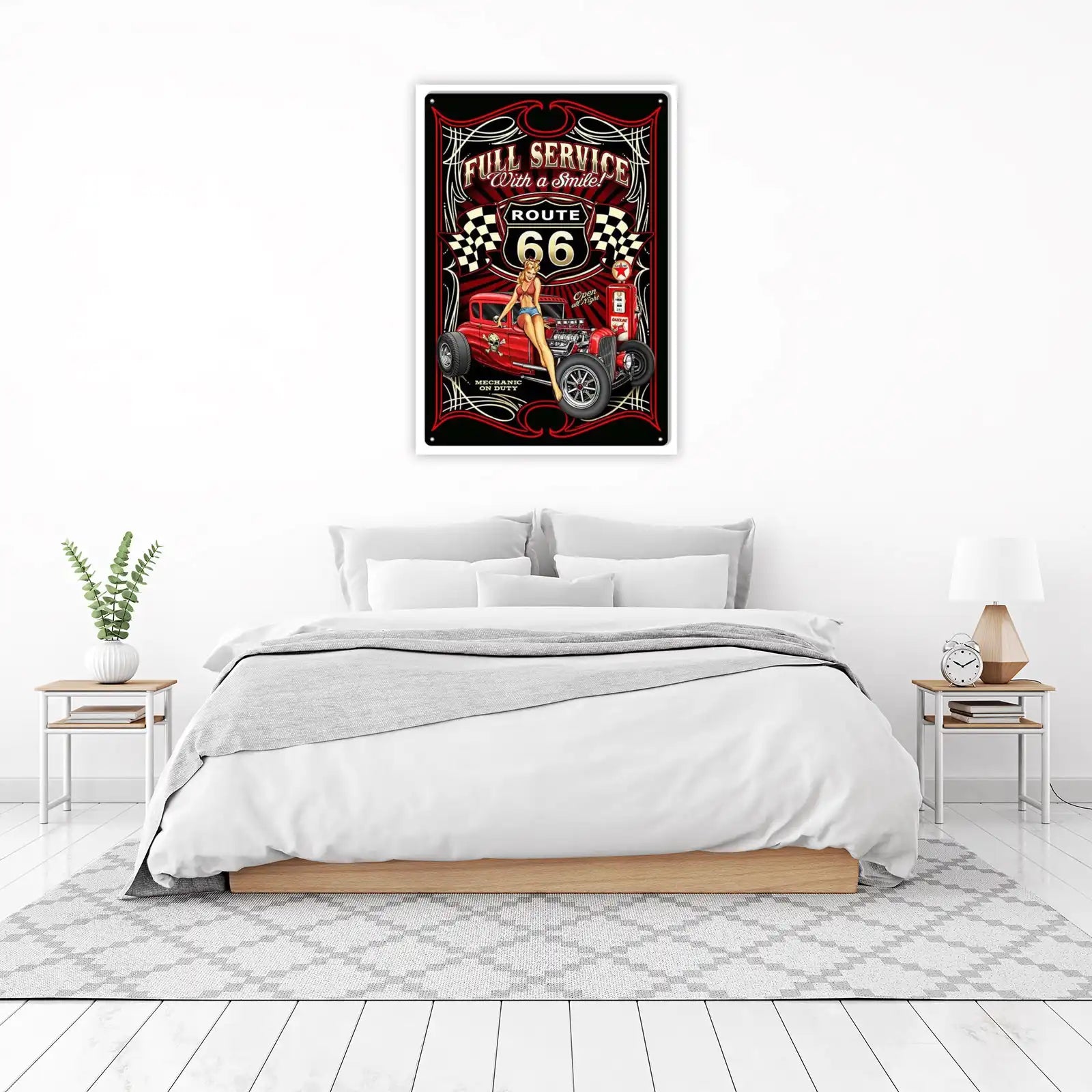 Route 66 Pin-up Hot Rod Wall Art