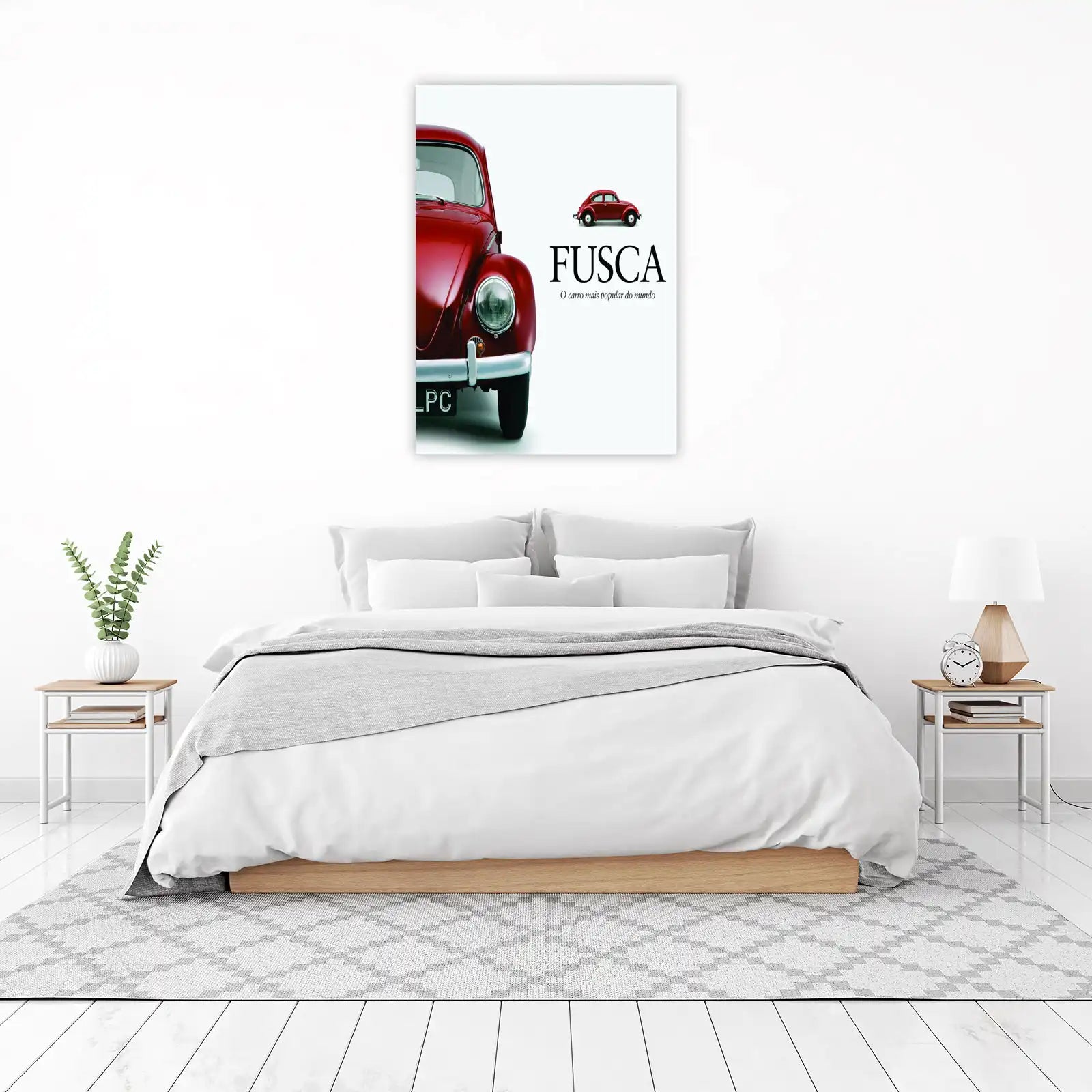 Classic Red Fusca Beetle Car Wall Art