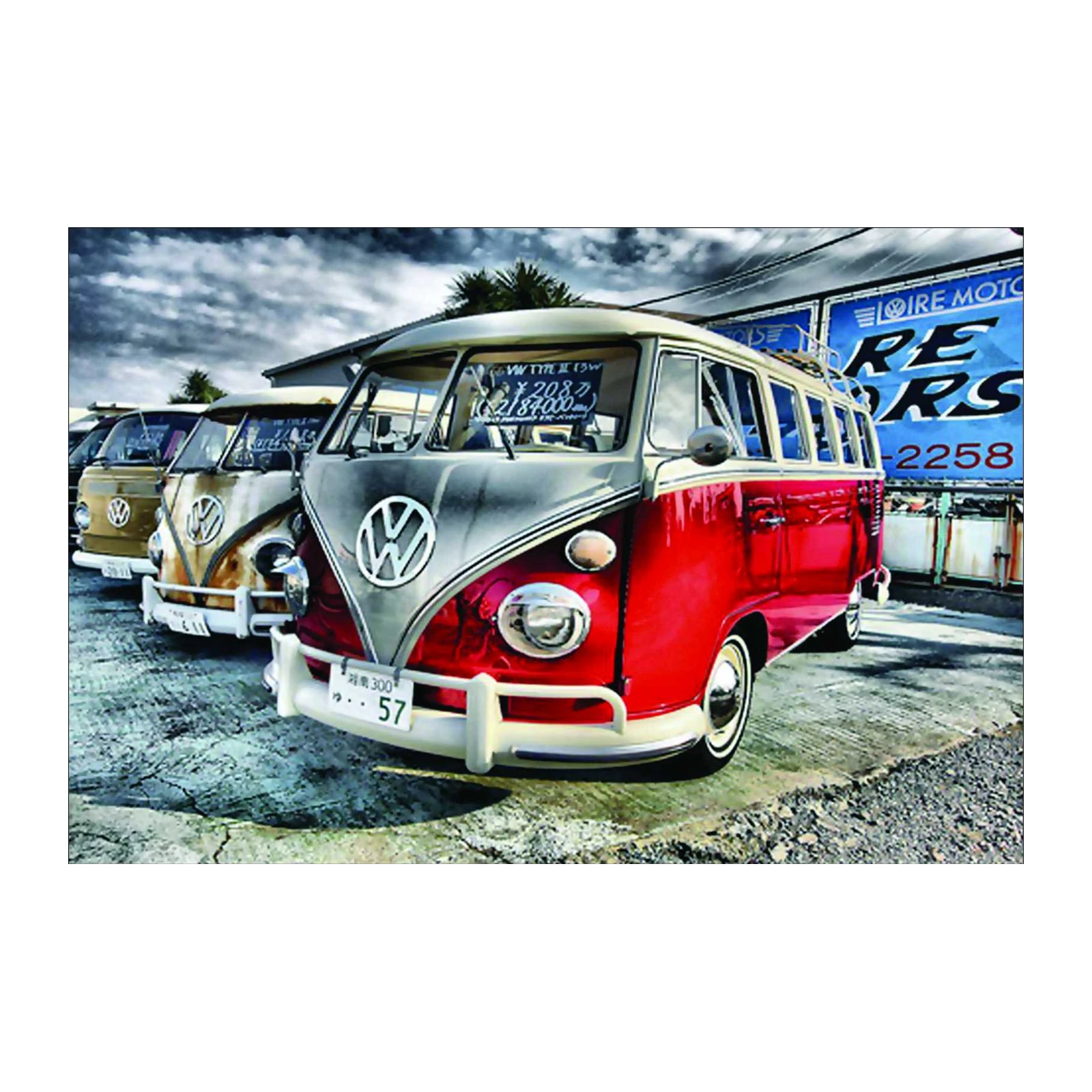 Retro VW Bus Art: Red & Silver Wall Art