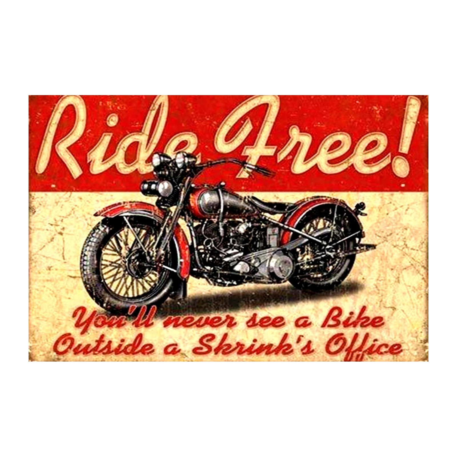 Retro Motorcycle "Ride Free!" Wall Art