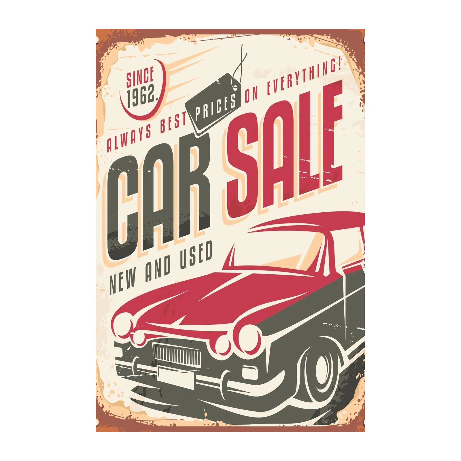 Vintage Car Sale Retro Wall Art Wall Art