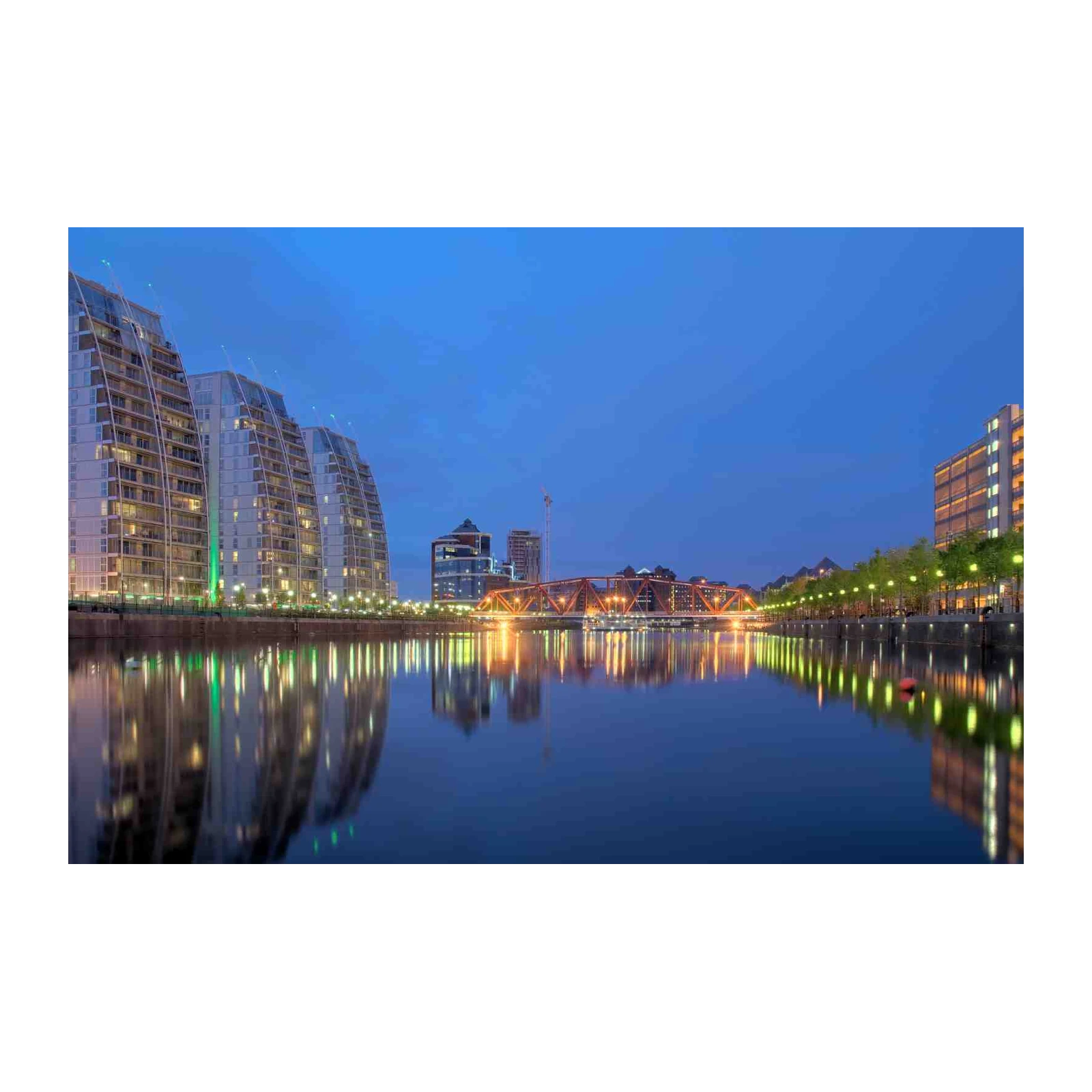Modern Cityscape Waterfront Bridge Wall Art