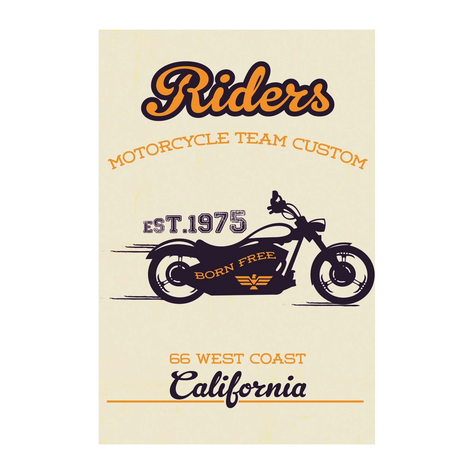 Vintage Riders Motorcycle Born Free Wall Art