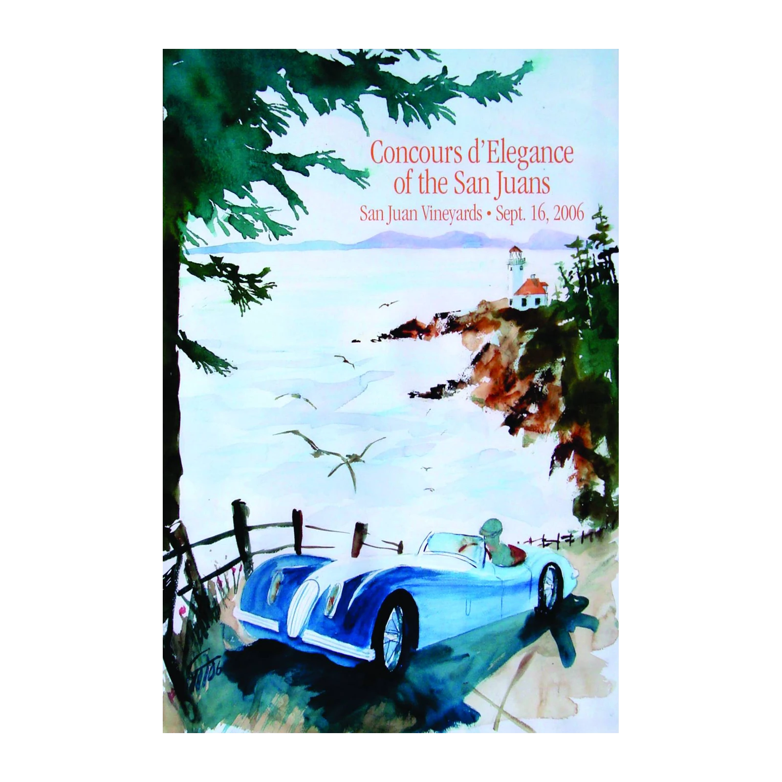 Vintage Car Coastal Scene Wall Art