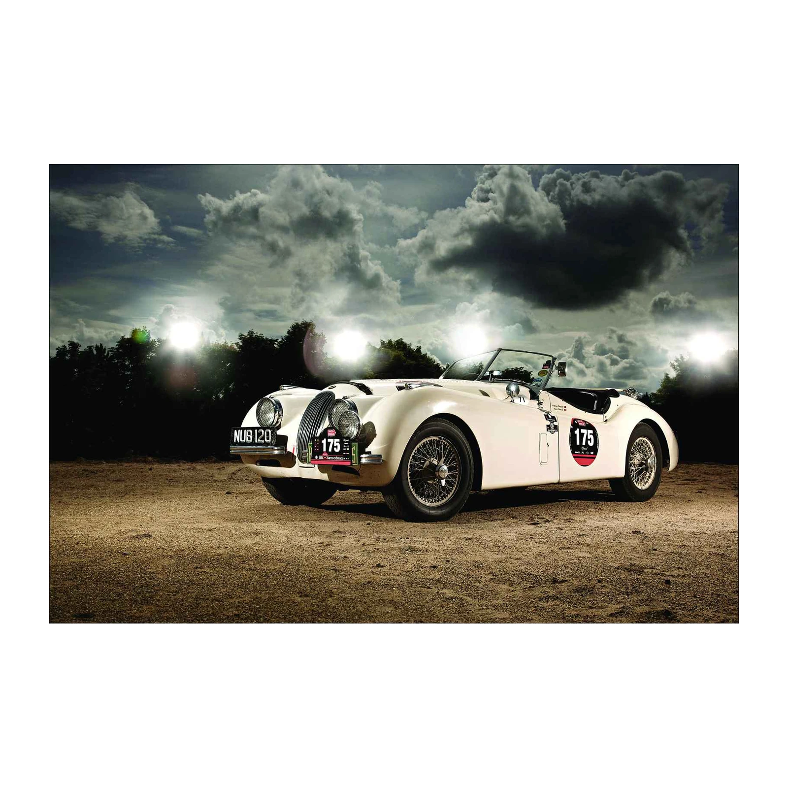 Vintage White Classic Car Art Wall Art