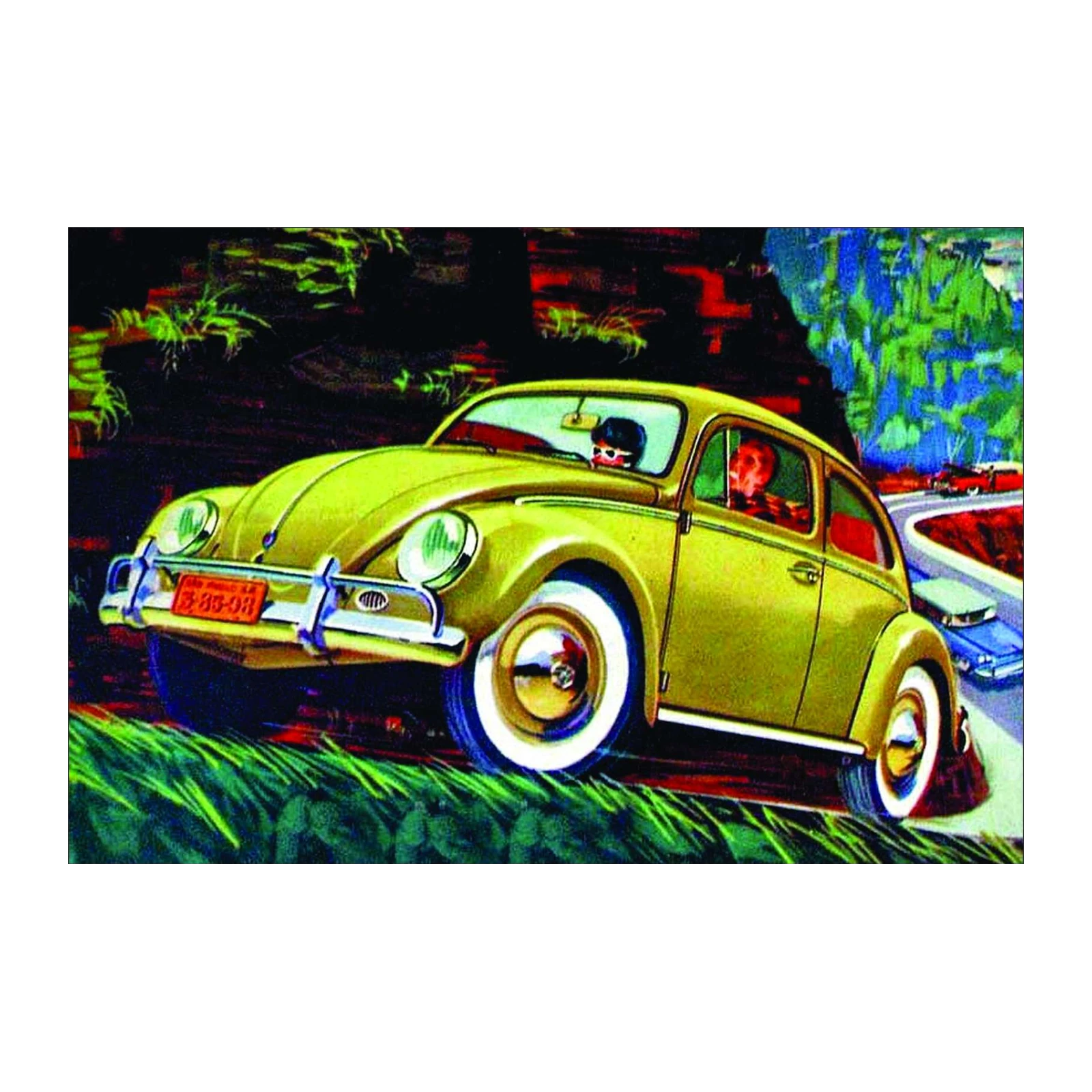 Vintage VW Beetle Road Trip Wall Art
