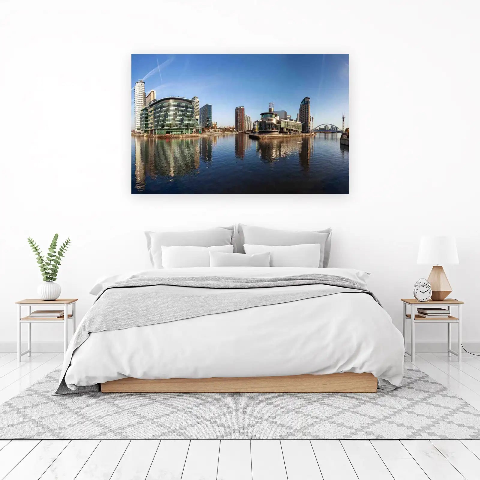 Modern Cityscape Water Reflection Wall Art