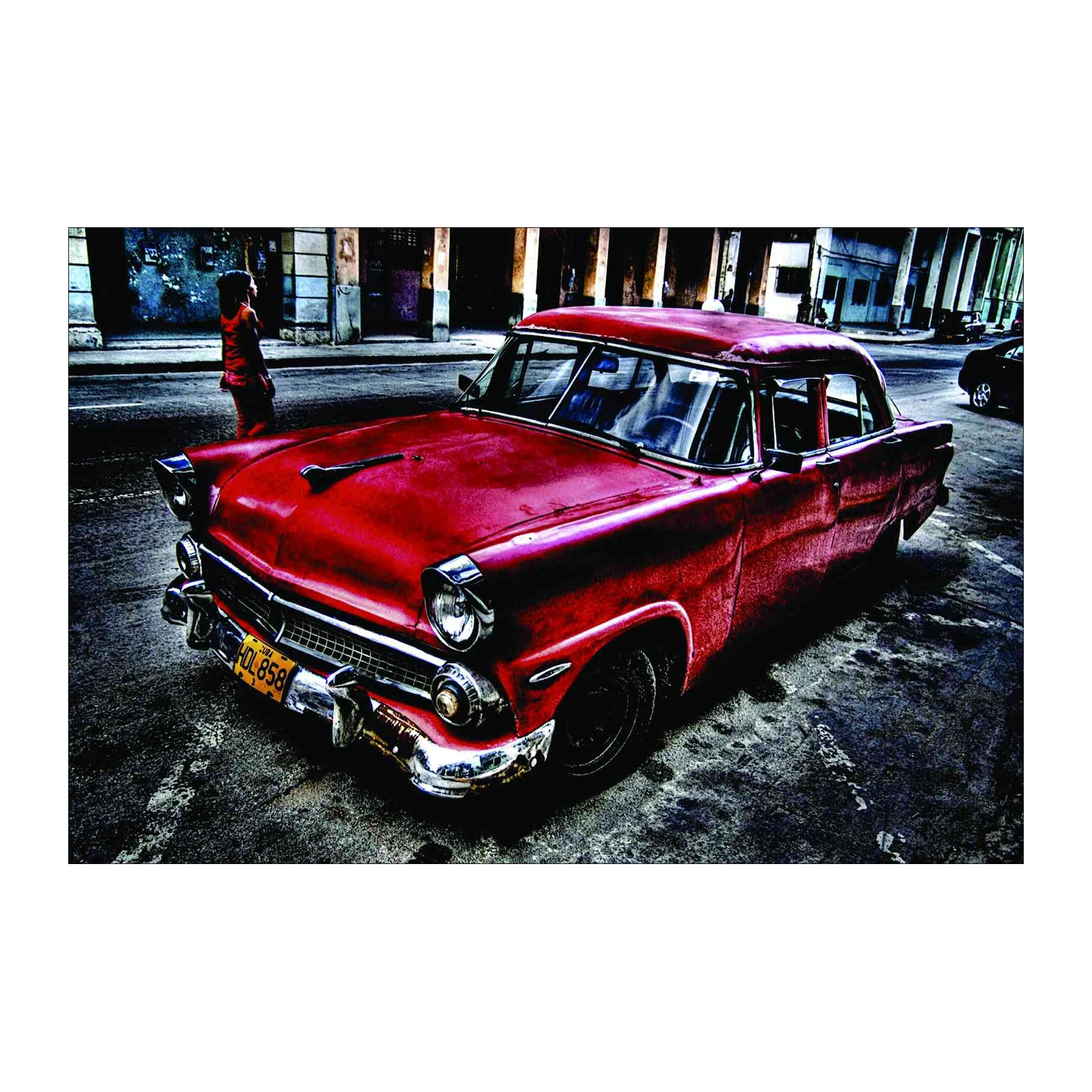 Vibrant Red Classic Car Cuba Wall Art