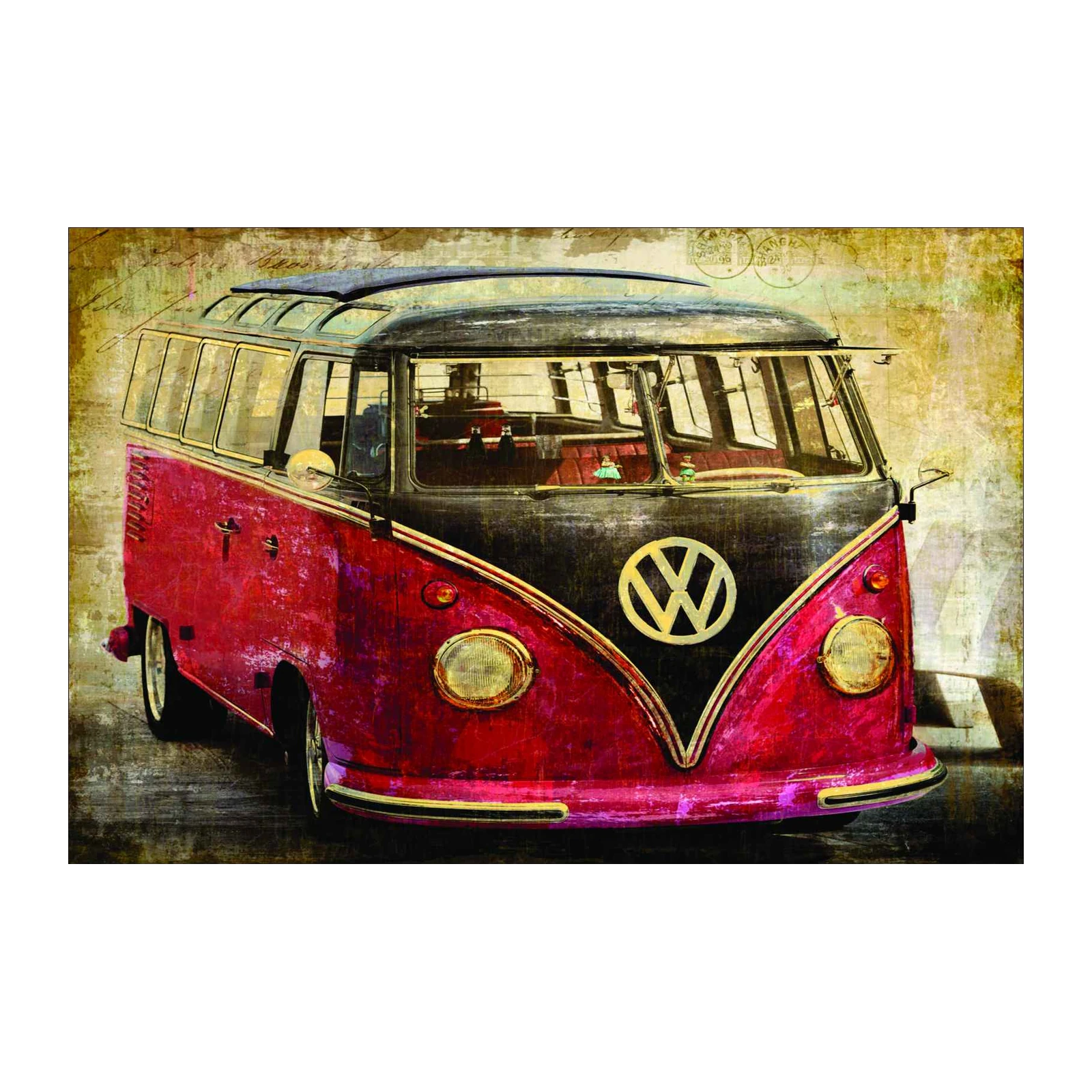 Vintage Red VW Bus Retro Wall Art Wall Art