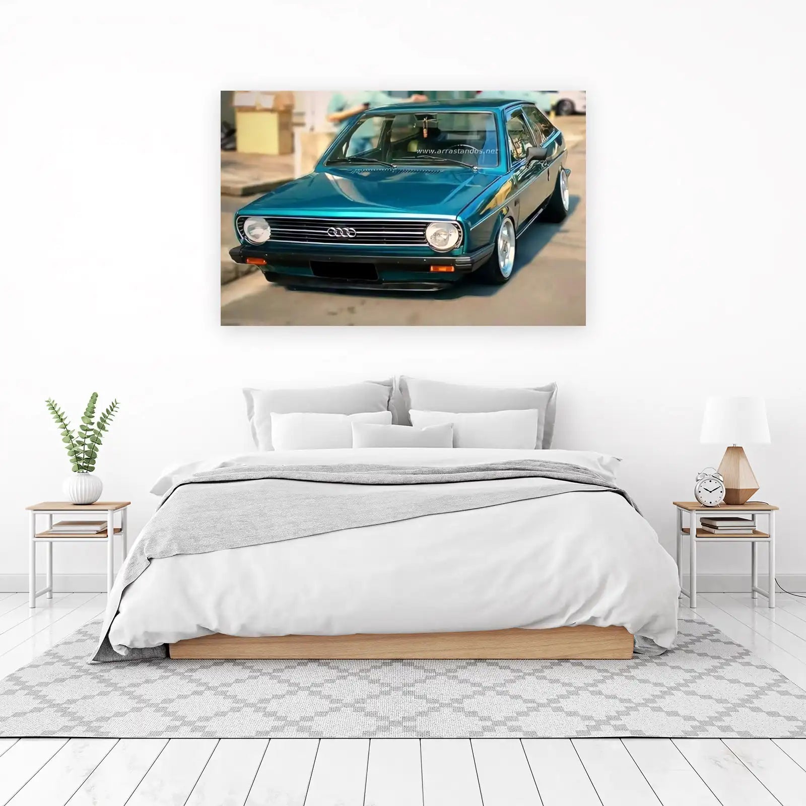 Classic Teal Audi Retro Car Wall Art