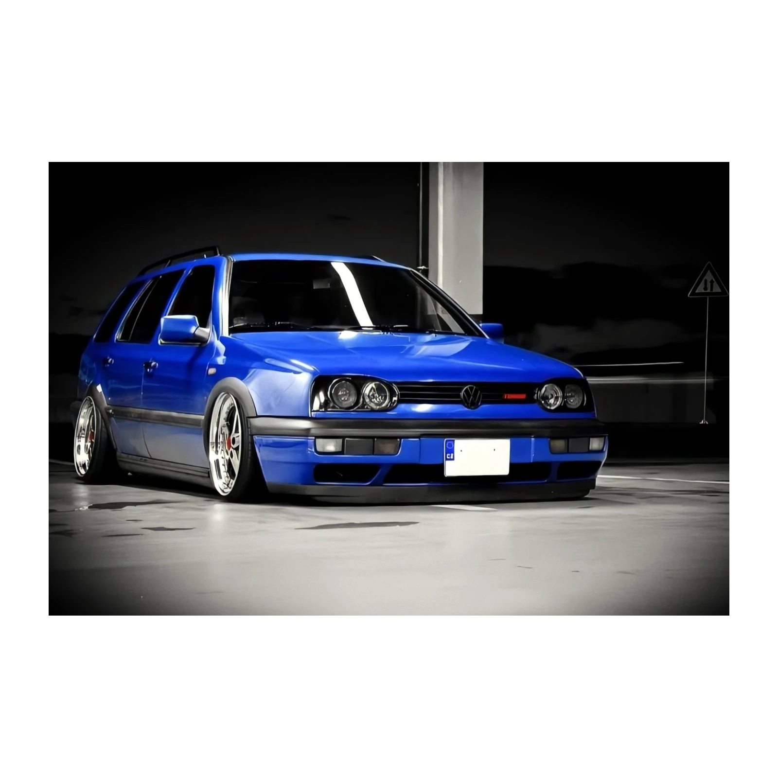 Vibrant Blue VW Golf Wagon Stance Wall Art