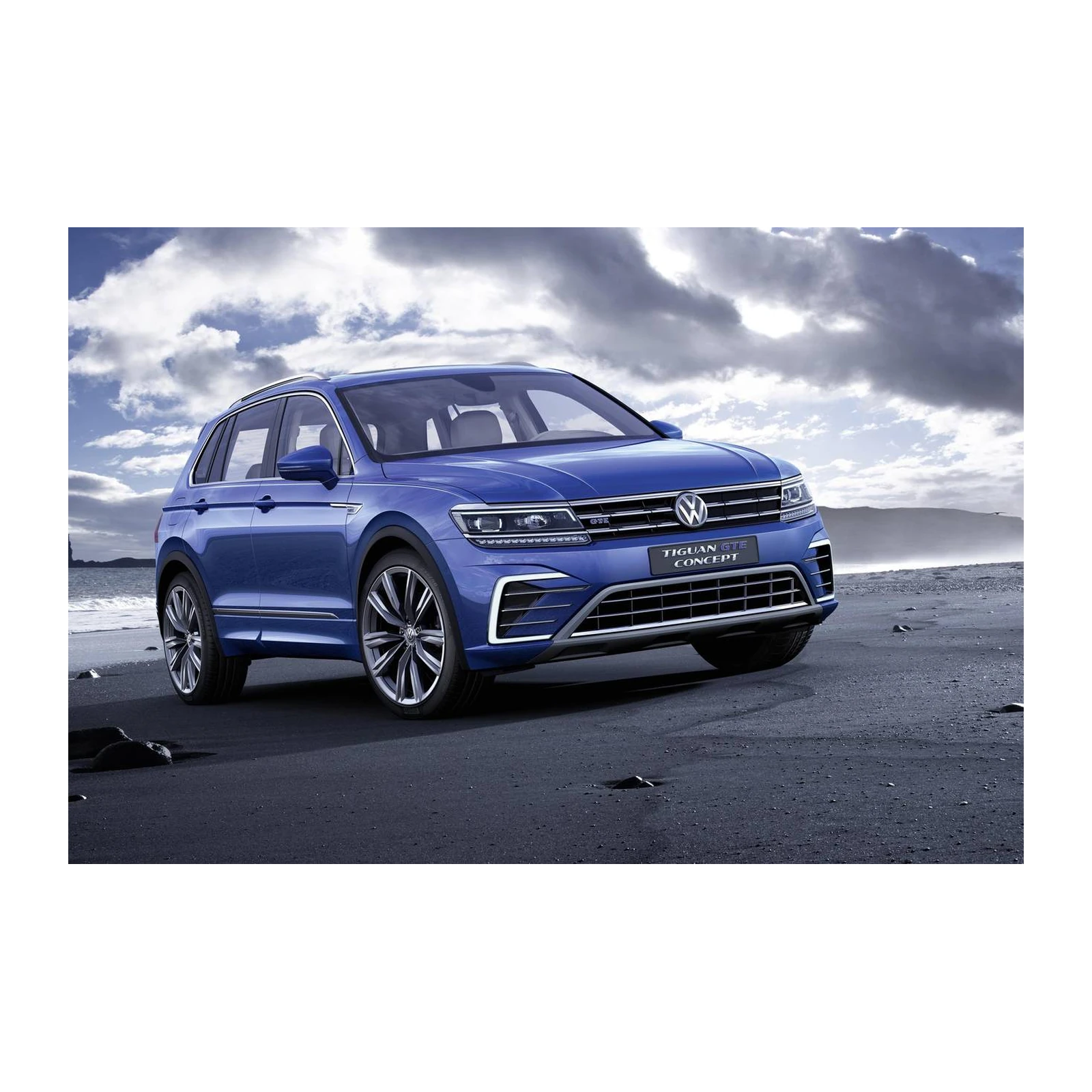 Vibrant Blue SUV on Beach Wall Art