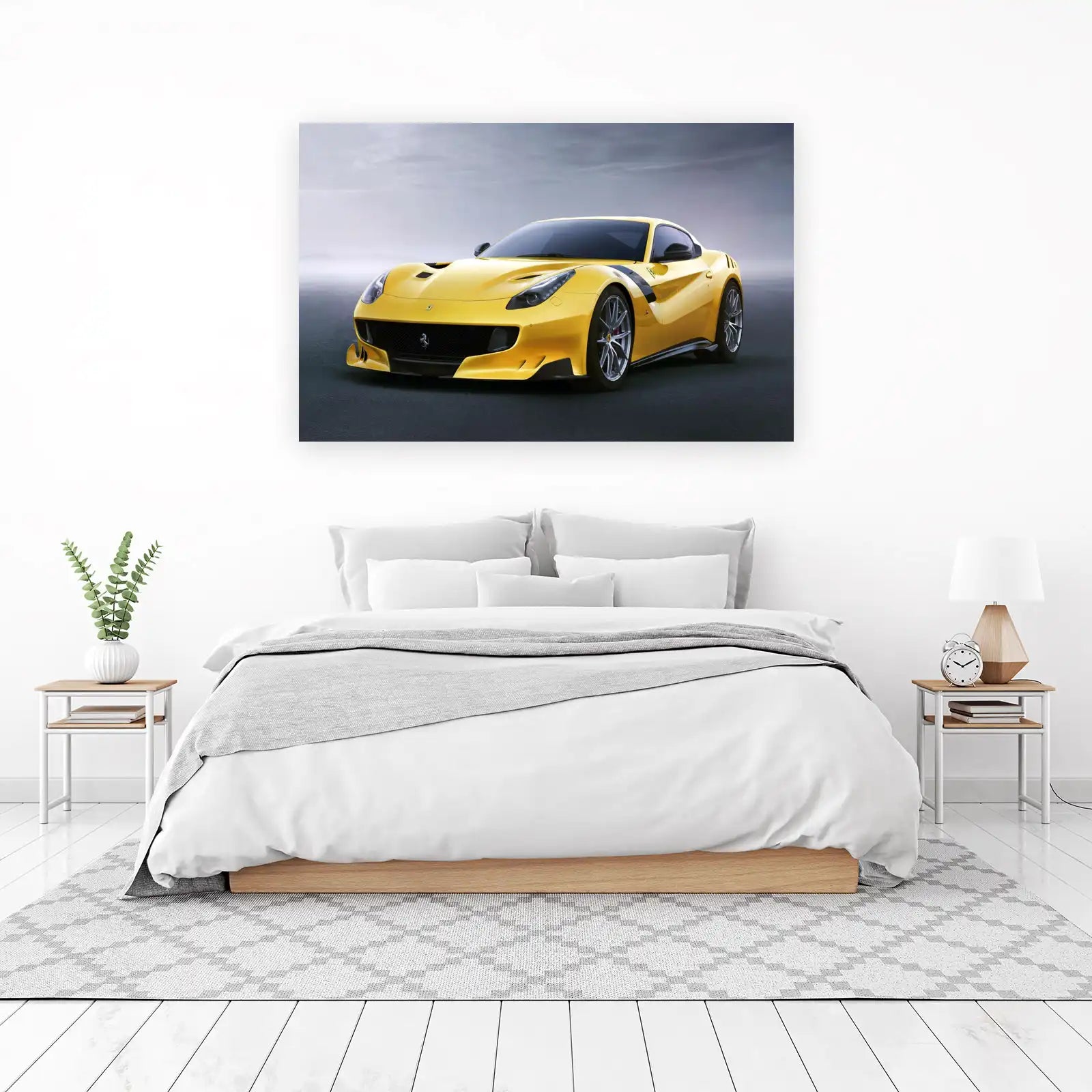 Yellow Ferrari Sports Car Wall Art
