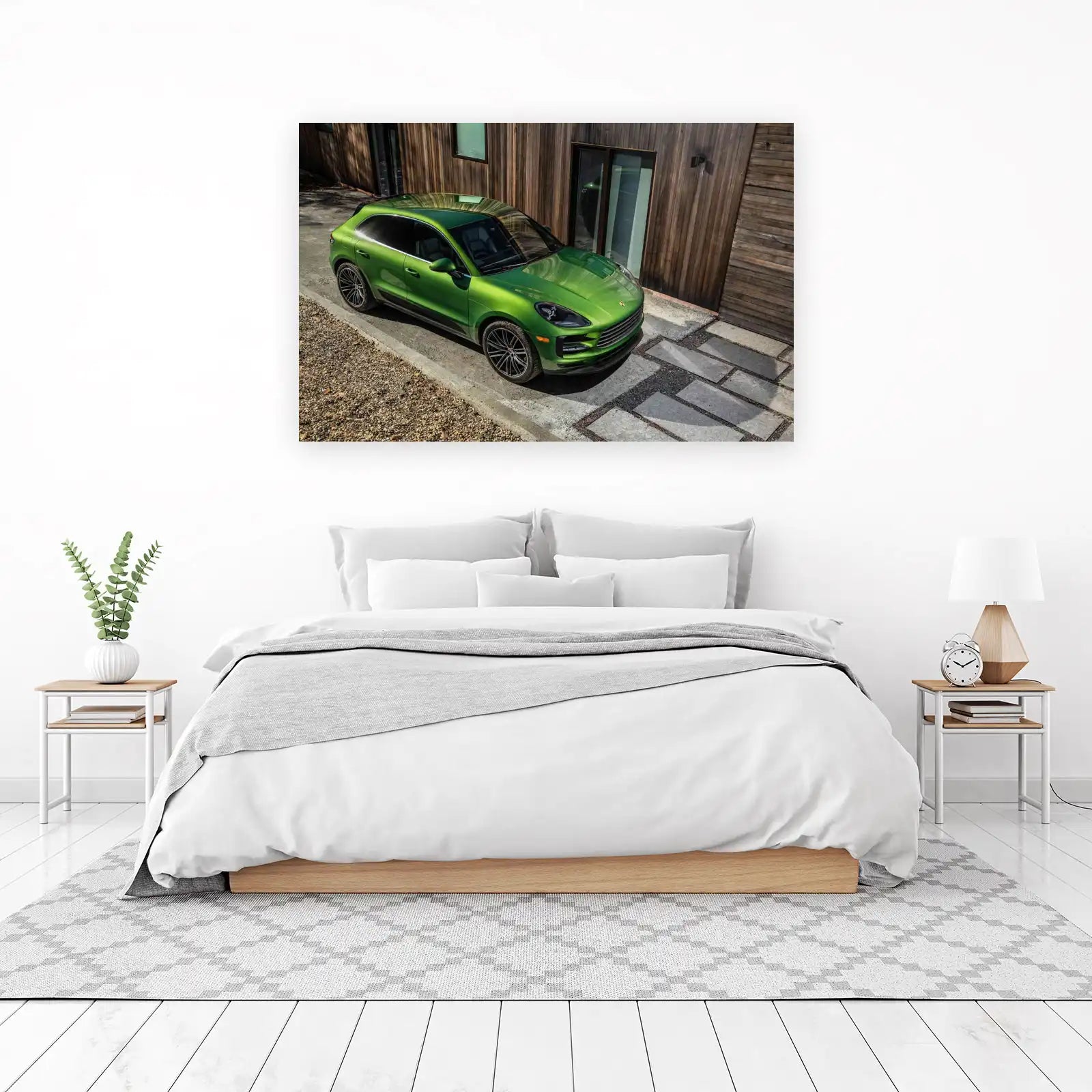 Vibrant Green Luxury SUV Porsche Wall Art
