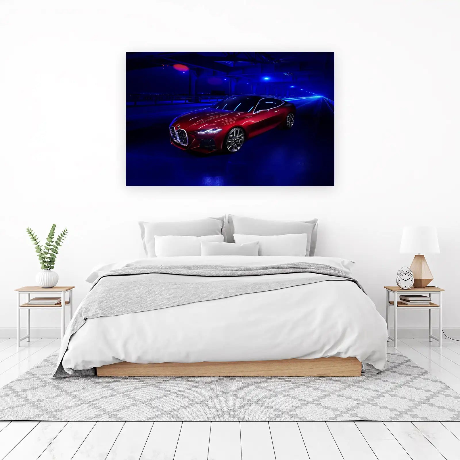 Sleek Red Coupe Night Drive Wall Art