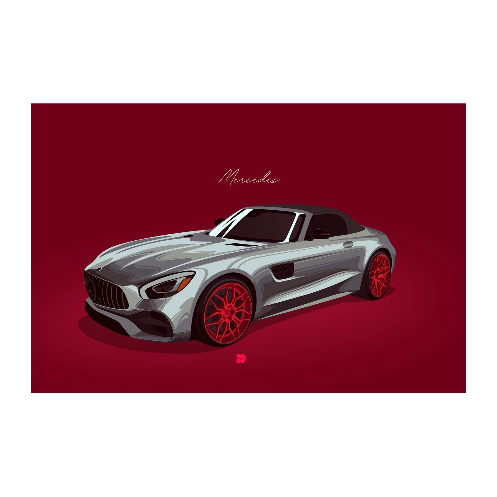 Sleek Silver Mercedes Convertible Wall Art