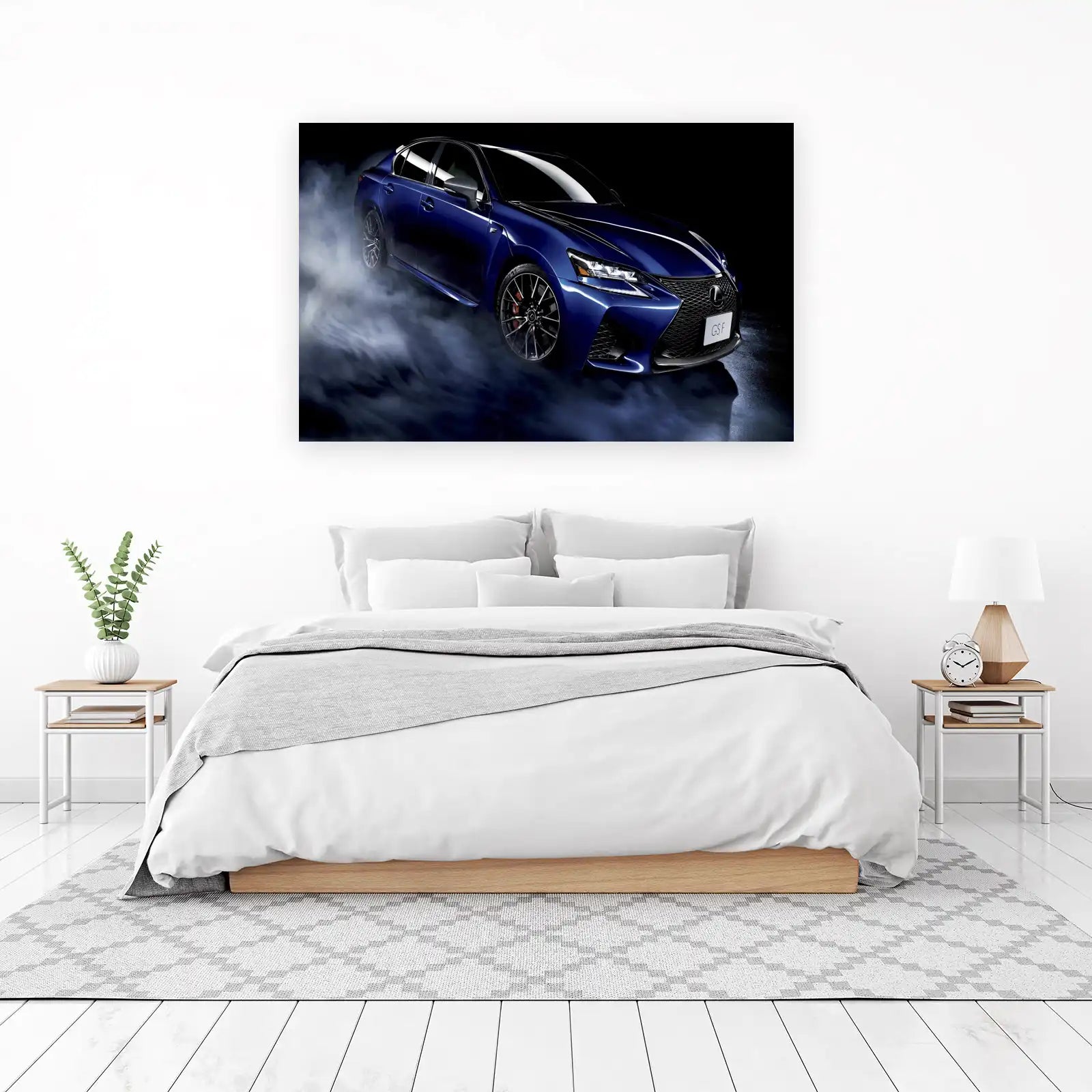 Luxury Blue Sedan Performance Wall Art