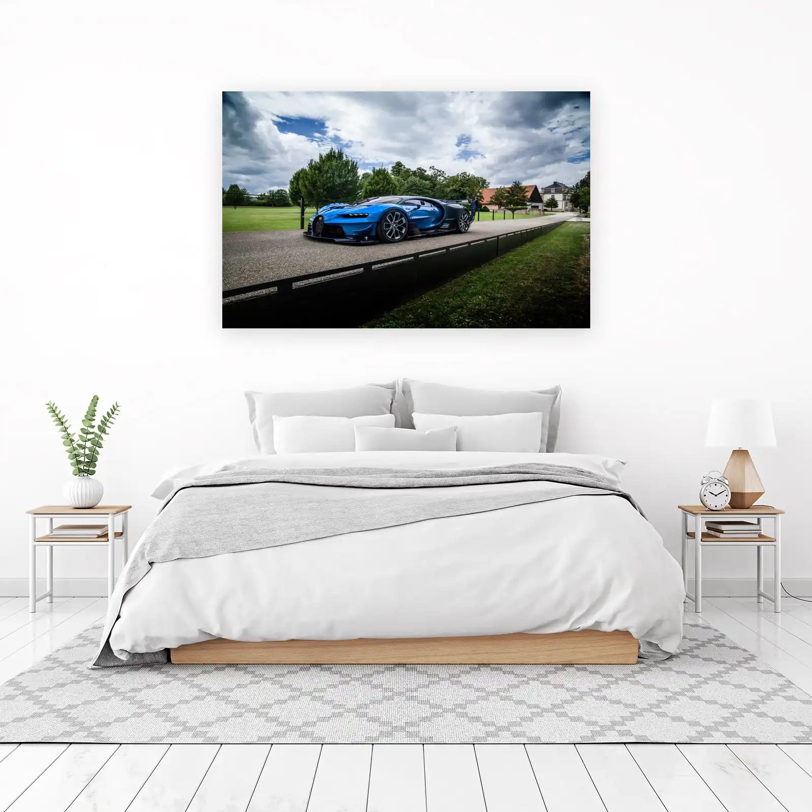 Stunning Blue Hypercar on Driveway Wall Art