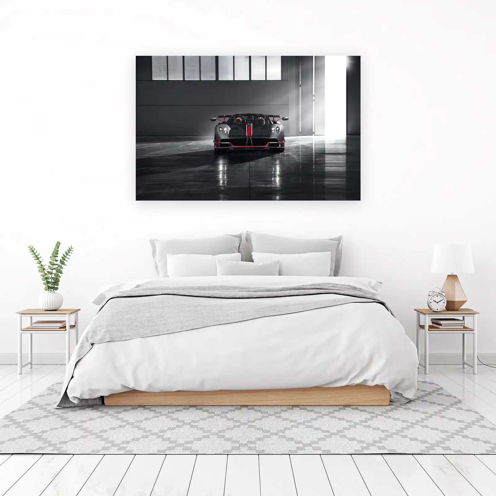 Sleek Black Hypercar with Red Accents Wall Art