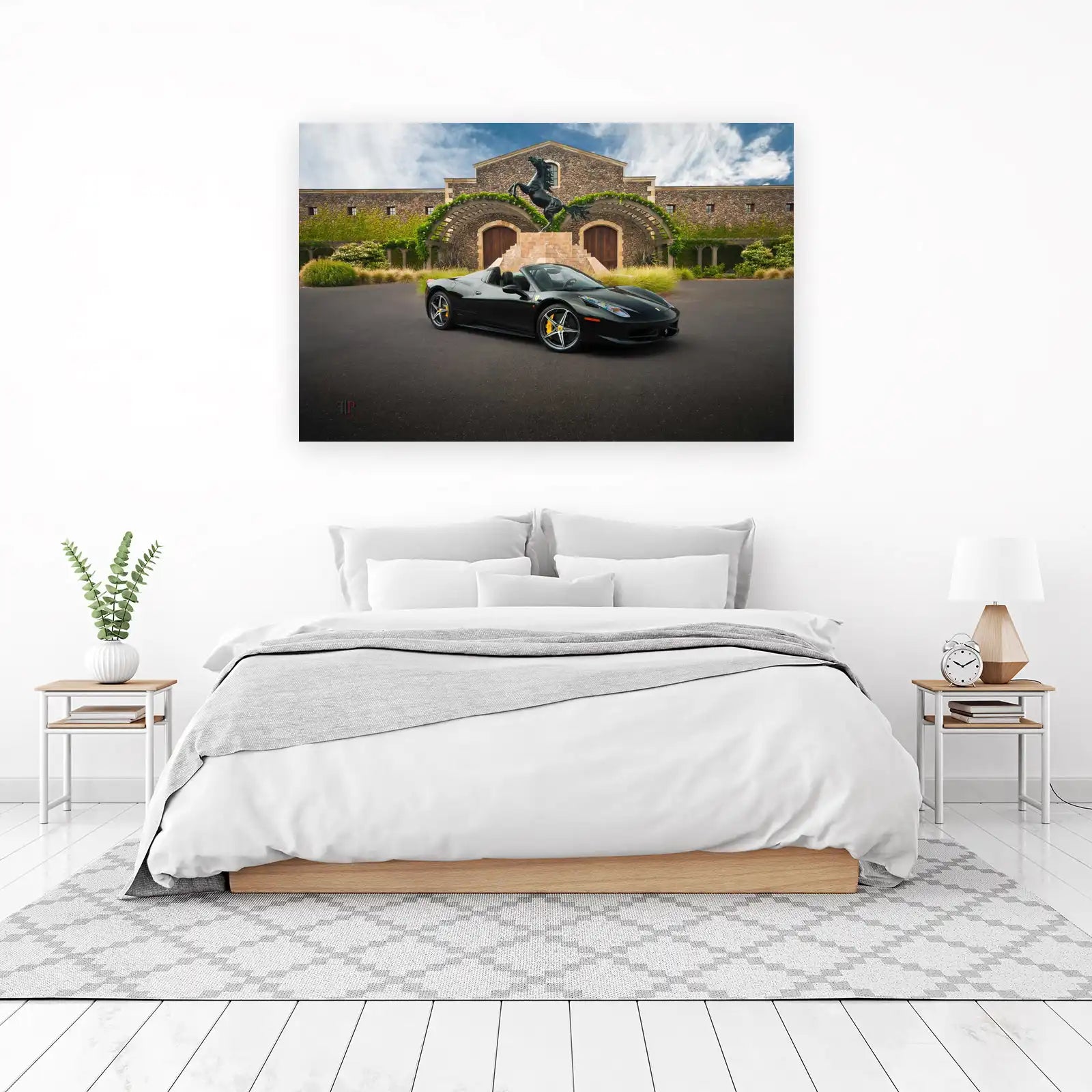 Luxury Black Ferrari Convertible Wall Art