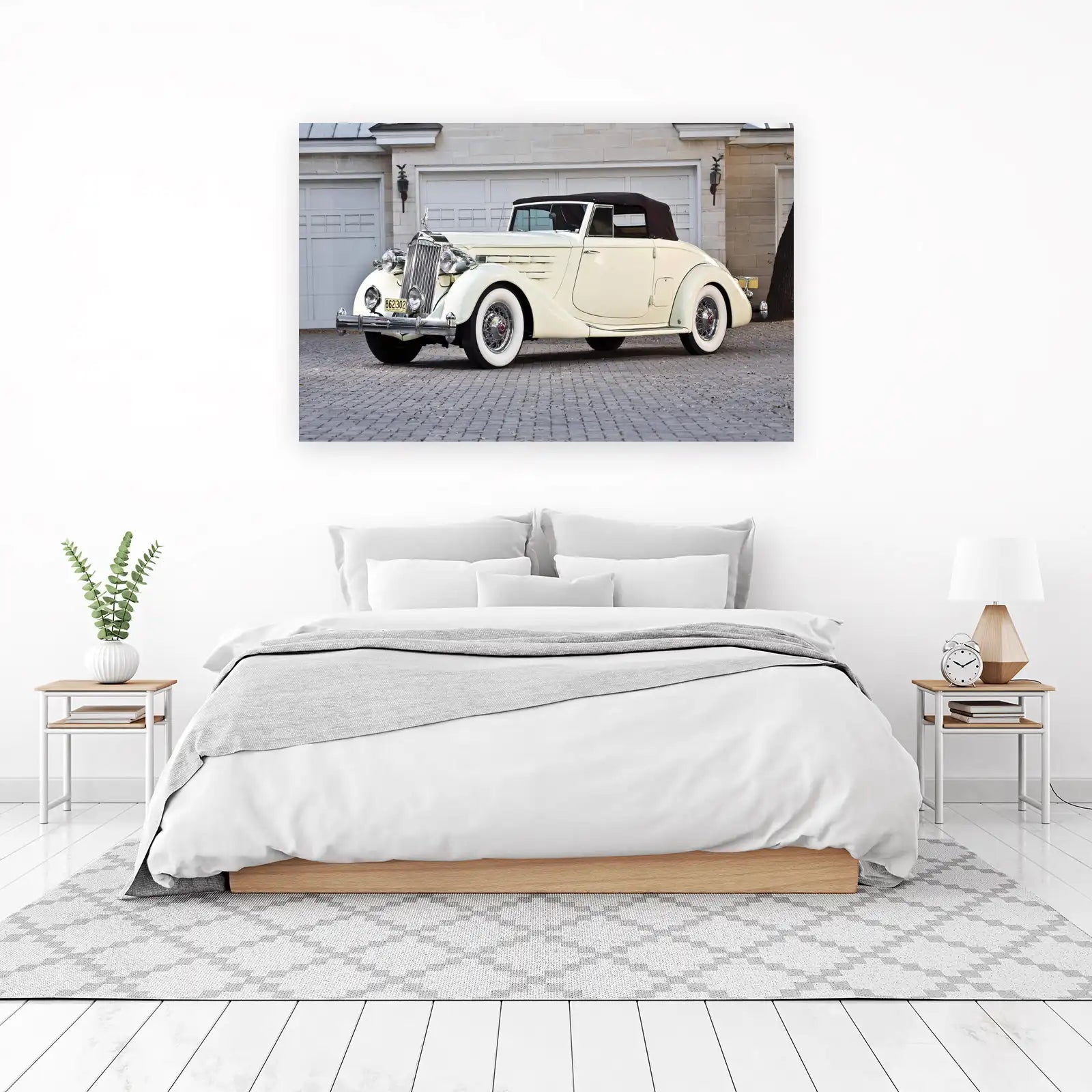 Vintage Cream Convertible Classic Car Wall Art
