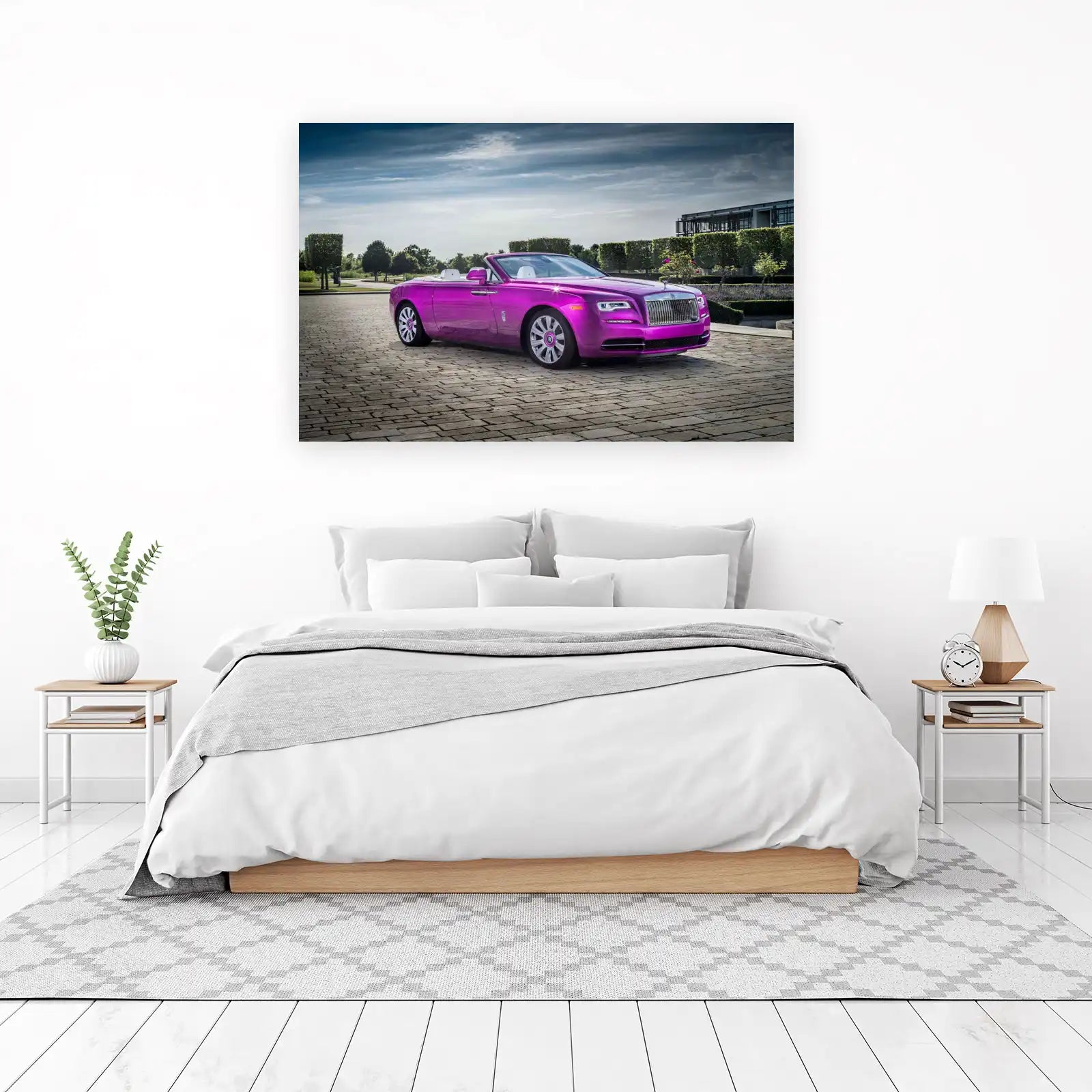 Luxury Pink Convertible Car Wall Art