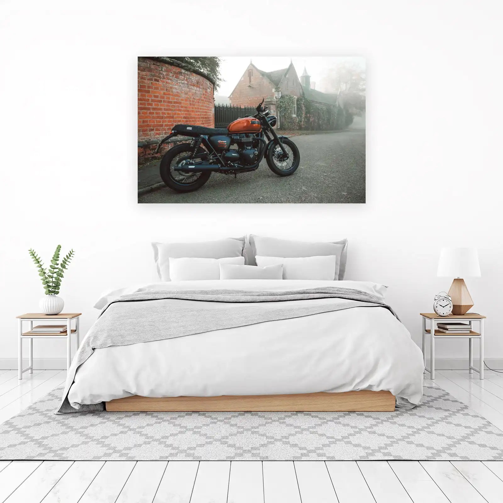 Classic Triumph Motorcycle Orange Wall Art