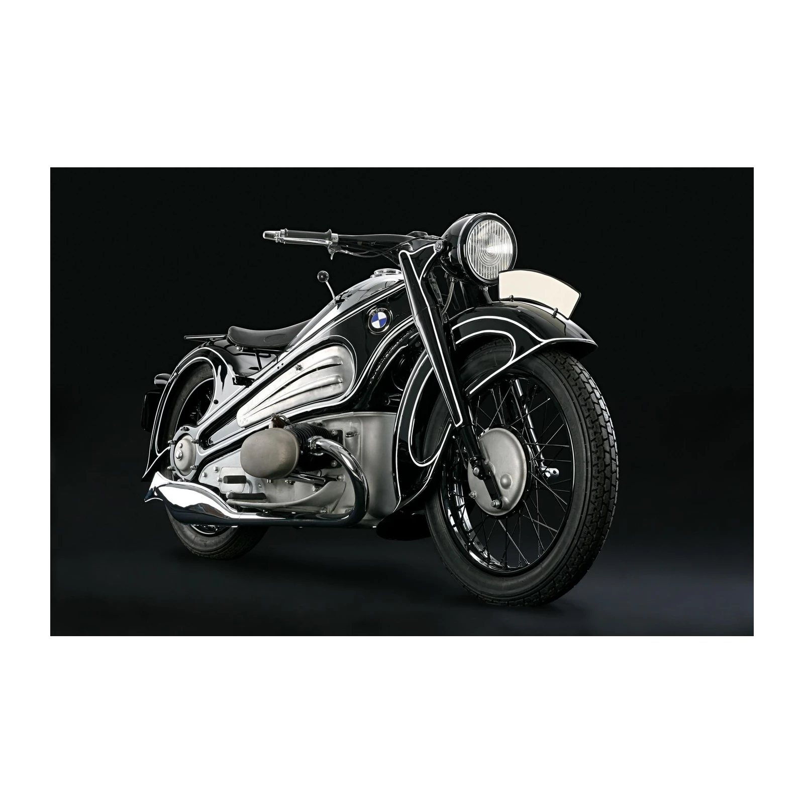Vintage BMW Motorcycle Black & White Wall Art