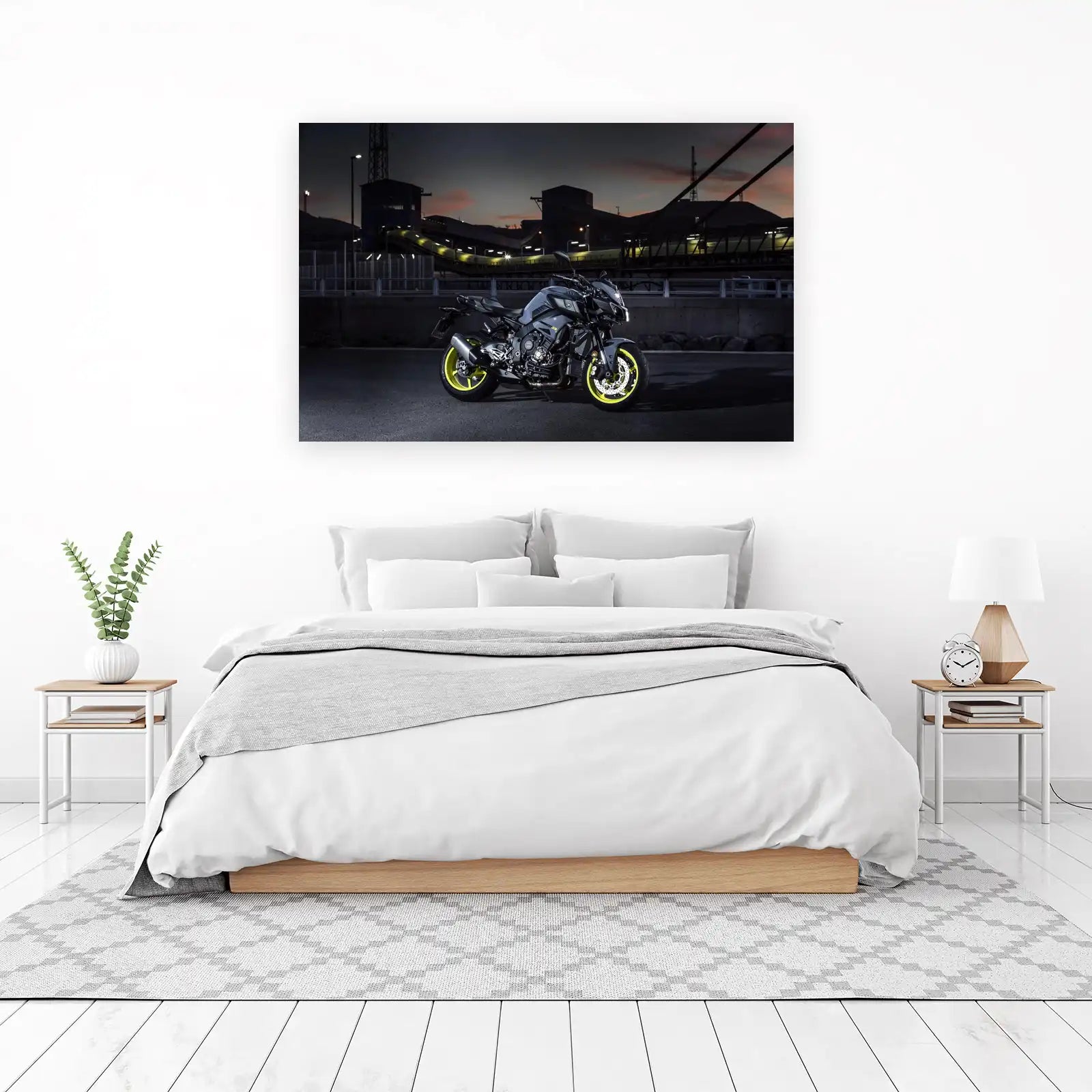 Powerful Motorcycle at Dusk Wall Art